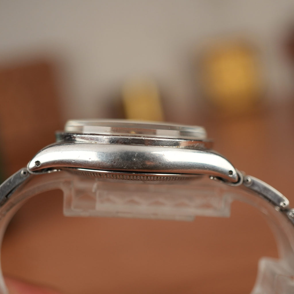 1957 Rolex Oyster Perpetual 6569 Rare Rhodium Dial Turned Bezel Original Bracelet