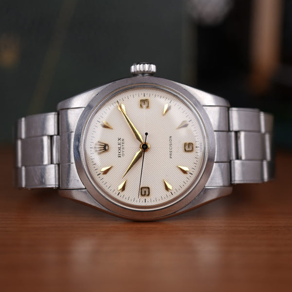 1957 Rolex Oyster Precision Ref. 6422 With Rare Explorer Chevron Dial, Original Bracelet and Box
