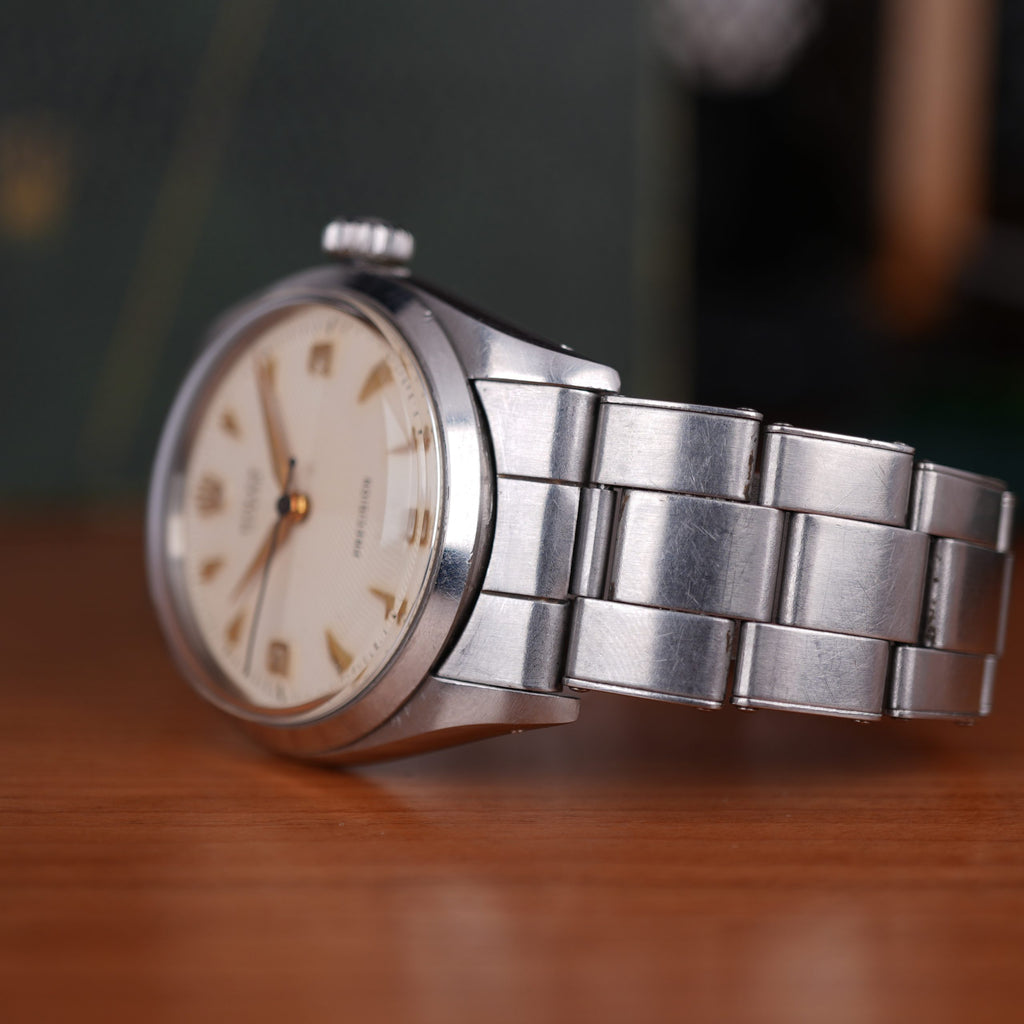 1957 Rolex Oyster Precision Ref. 6422 With Rare Explorer Chevron Dial, Original Bracelet and Box