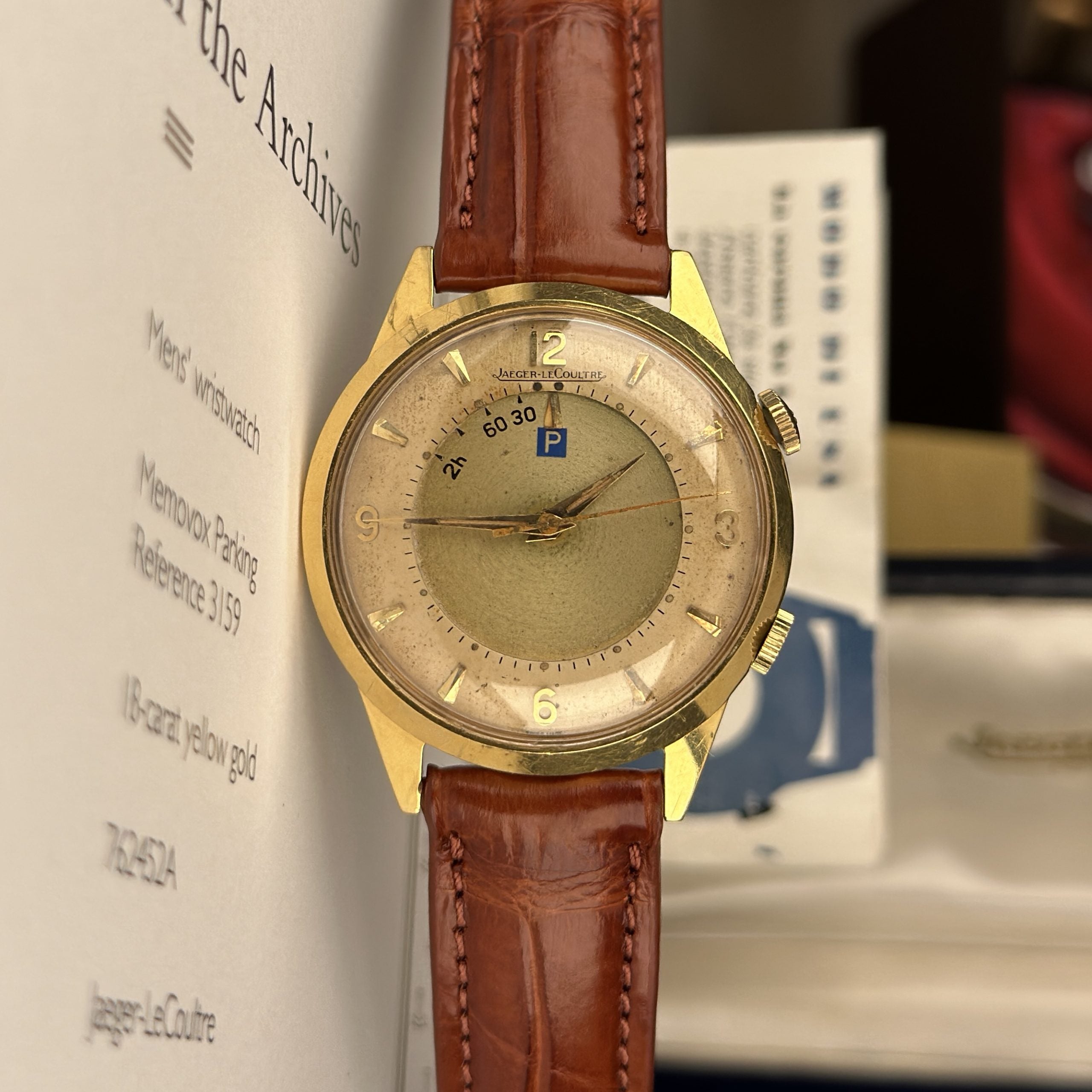 1959 Very Rare Jaeger LeCoulre Memovox 3159 Parking Alarm 18k Solid Gold With Archive from JLC