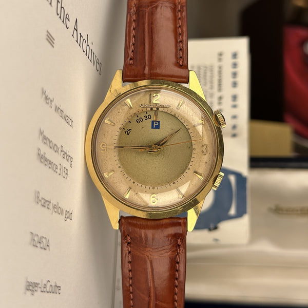 1959 Very Rare Jaeger LeCoulre Memovox 3159 Parking Alarm 18k Solid Gold With Archive from JLC