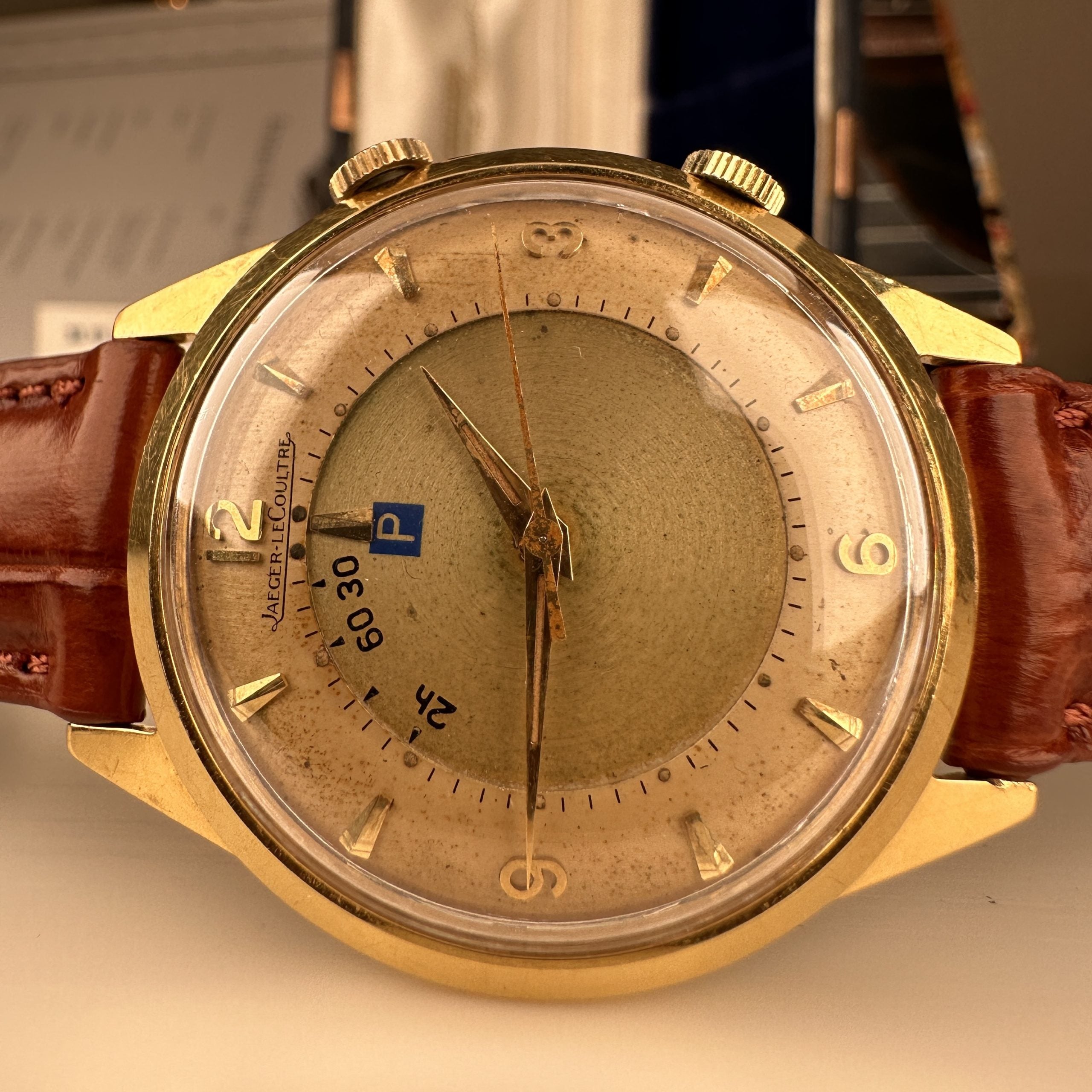 1959 Very Rare Jaeger LeCoulre Memovox 3159 Parking Alarm 18k Solid Gold With Archive from JLC