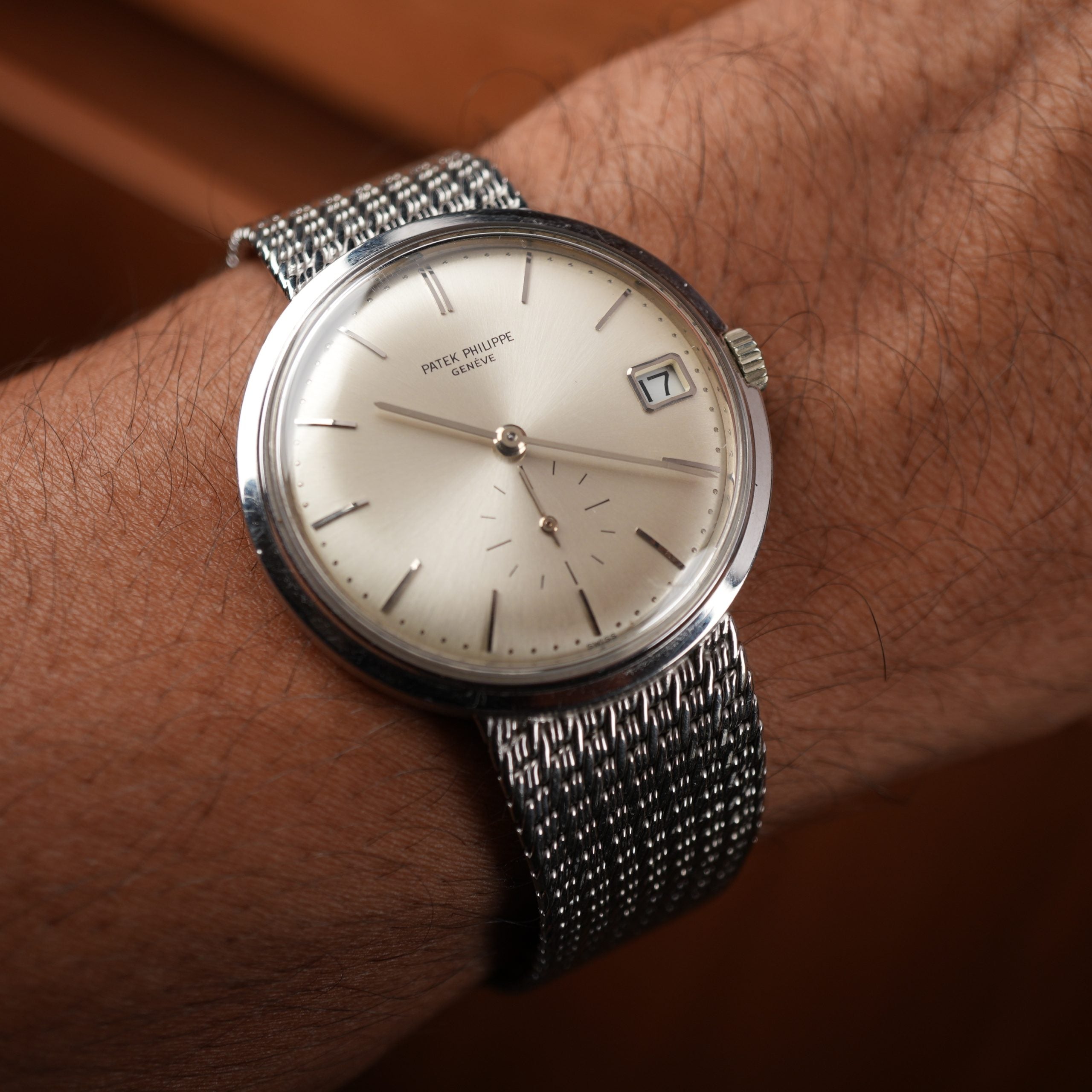 1960 Patek Philippe Calatrava 3445G White Gold Unique Gay Frères Bracelet  Unpolished