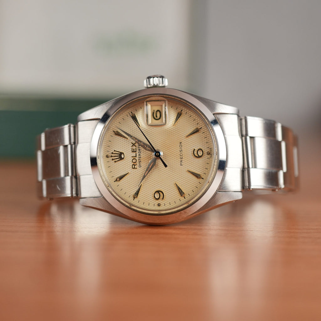 1960 Rolex Oyster Precision 6466 Boy Size Original Waffle Dial with Box