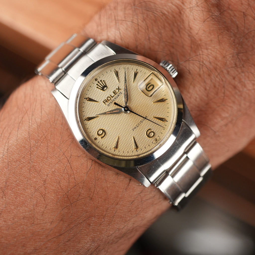 1960 Rolex Oyster Precision 6466 Boy Size Original Waffle Dial with Box