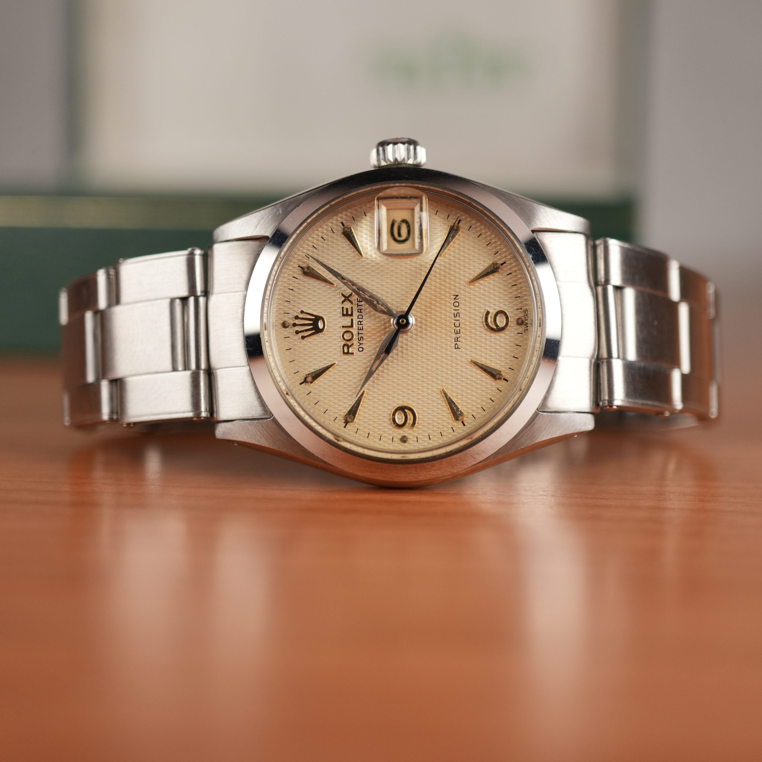 1960 Rolex Oyster Precision 6466 Boy Size Original Waffle Dial with Box