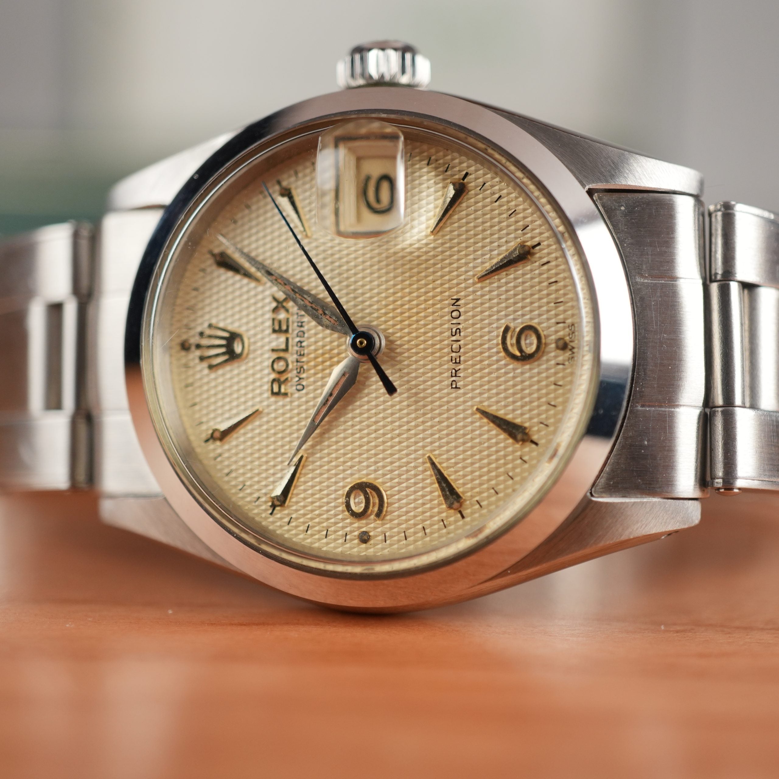 1960 Rolex Oyster Precision 6466 Boy Size Original Waffle Dial with Box