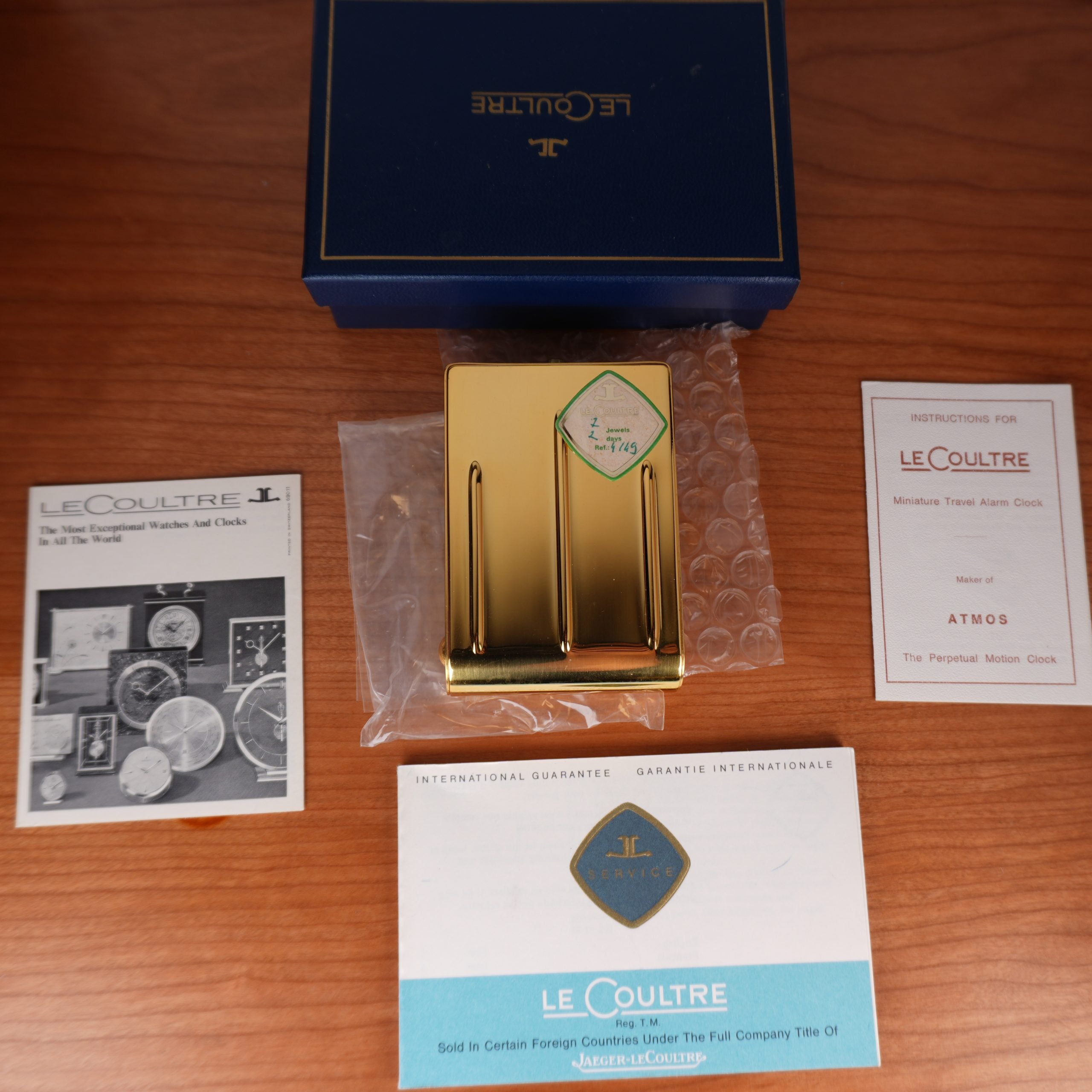 1960s NOS Jaeger-LeCoultre LeCoultre Ref. 4149 Miniature Travel Alarm Clock Full Set