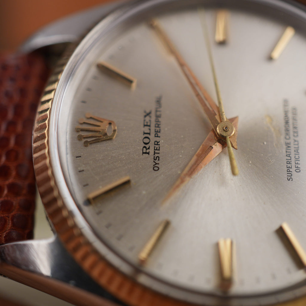1962 Rolex Oyster Perpetual 1005 Steel and Gold with Original Chronometer Certificate Box and Papers