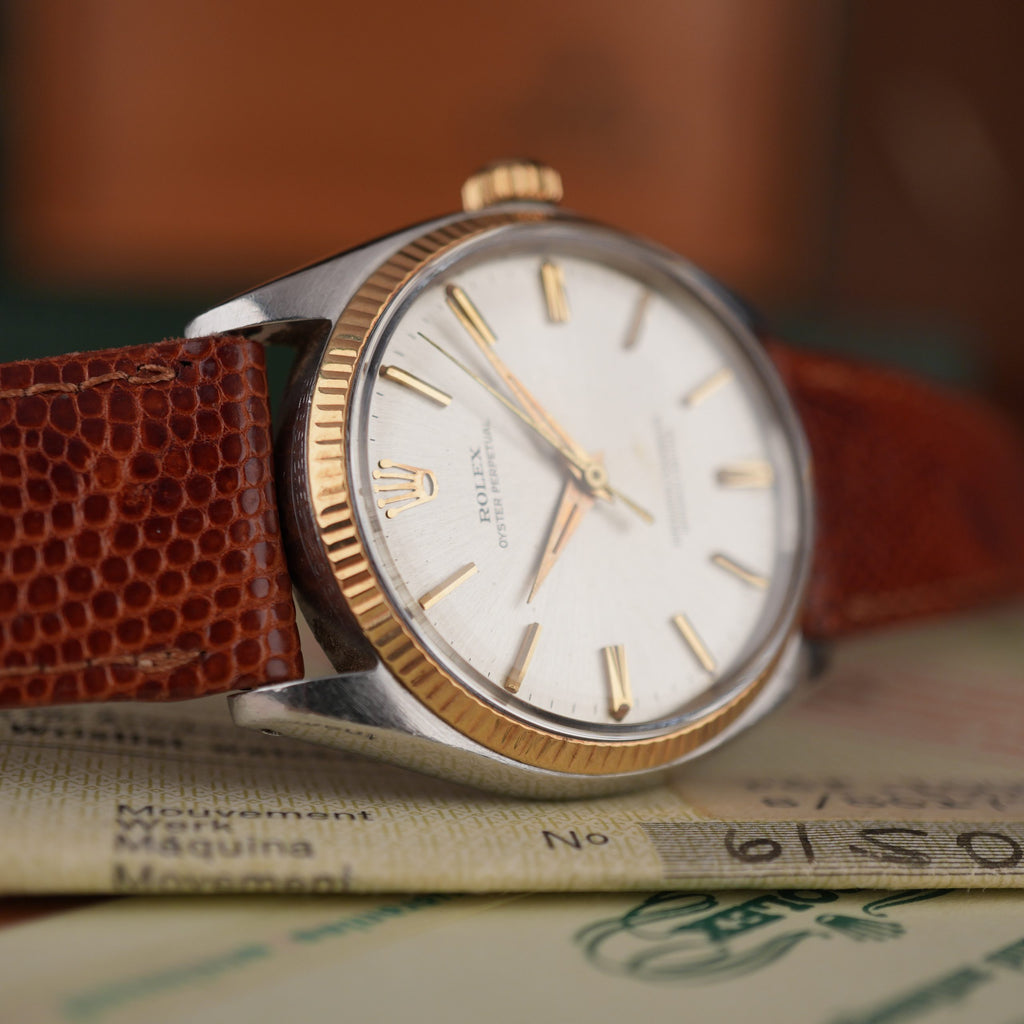 1962 Rolex Oyster Perpetual 1005 Steel and Gold with Original Chronometer Certificate Box and Papers