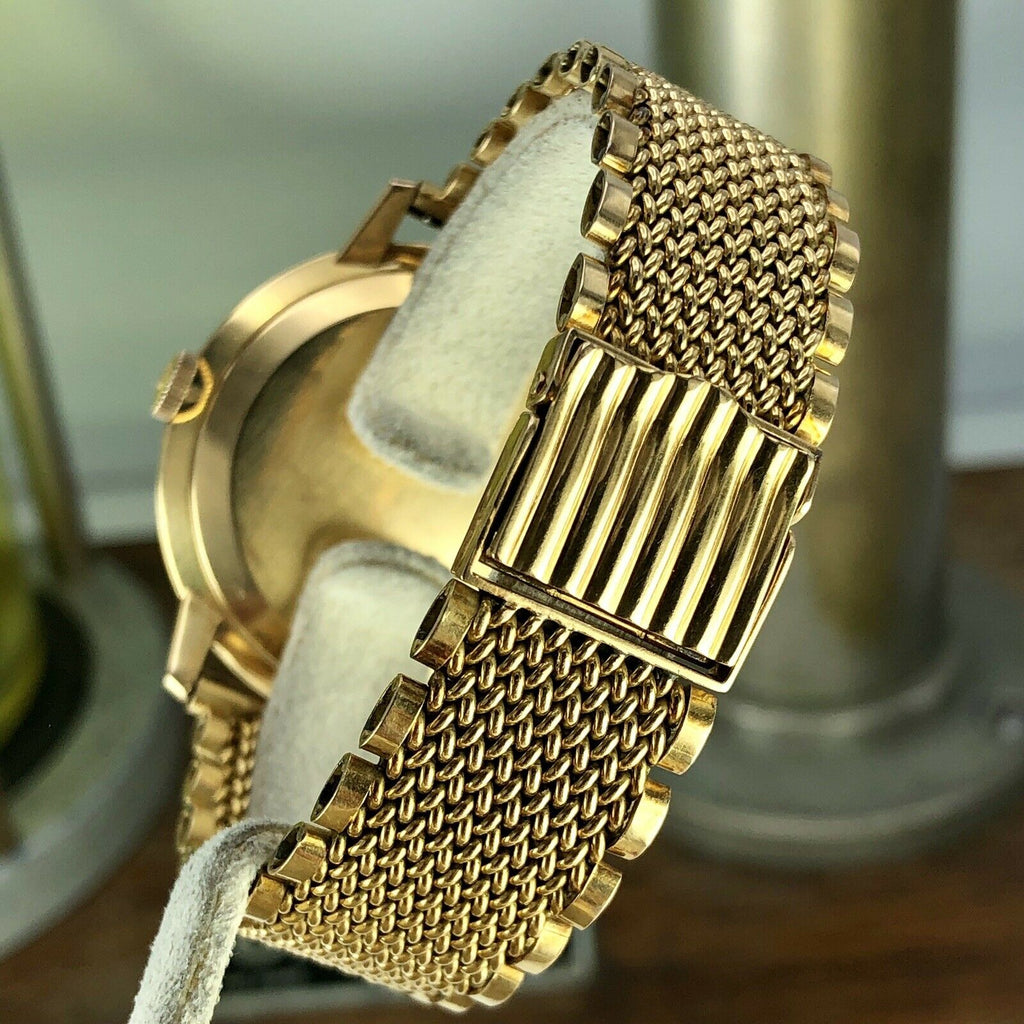 1962 Vintage Omega 2877 Solid 18k Gold Oversize Caliber 266 With Unique Bracelet