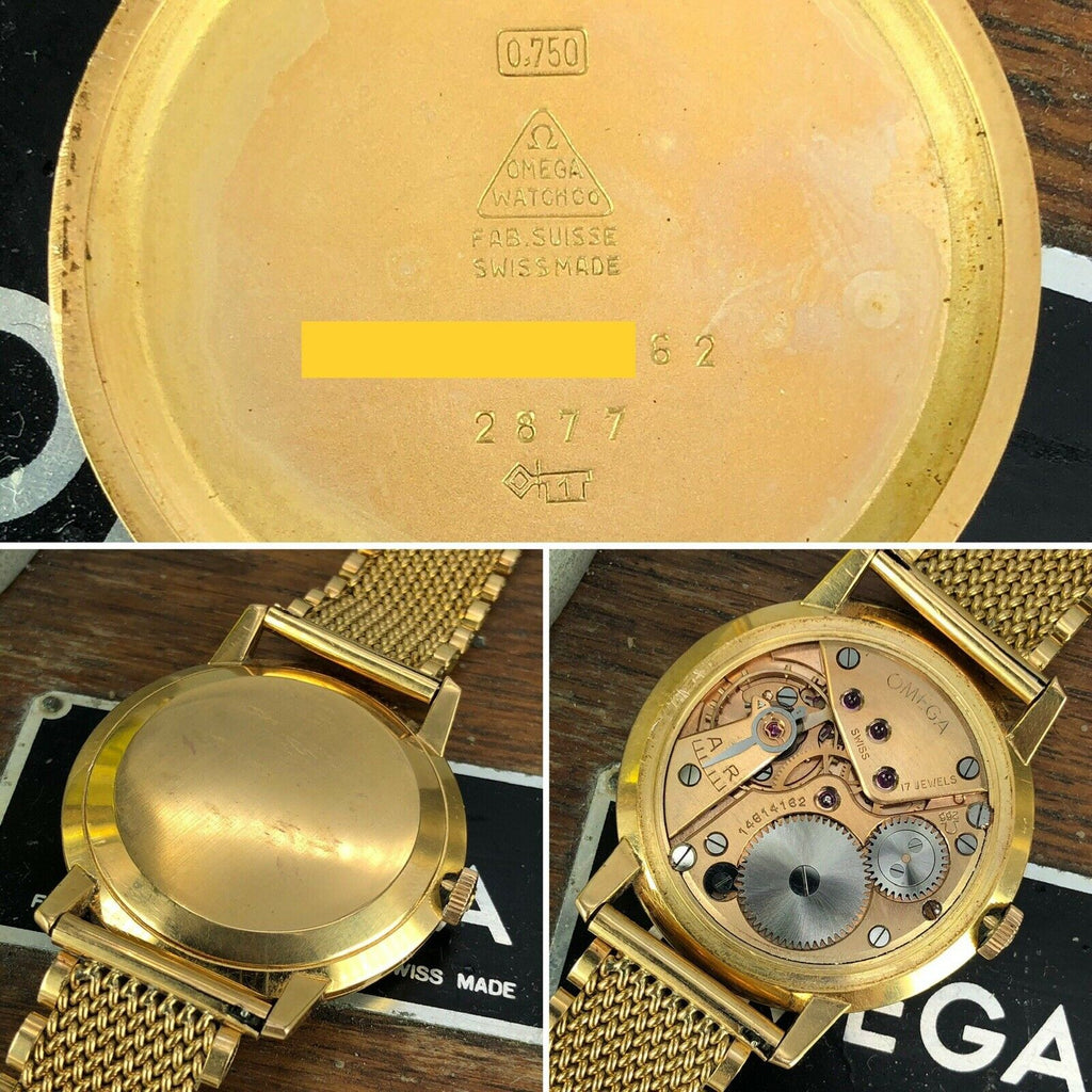 1962 Vintage Omega 2877 Solid 18k Gold Oversize Caliber 266 With Unique Bracelet