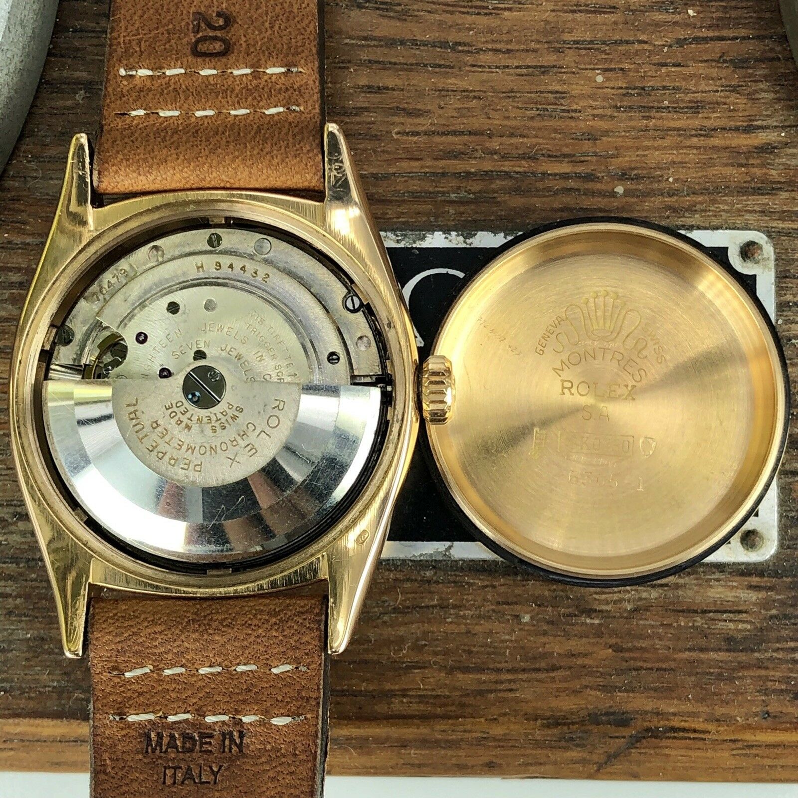 1964 Vintage Rolex Datejust 6305 Solid 18k Rose Pink Gold Ovettone Bubbleback