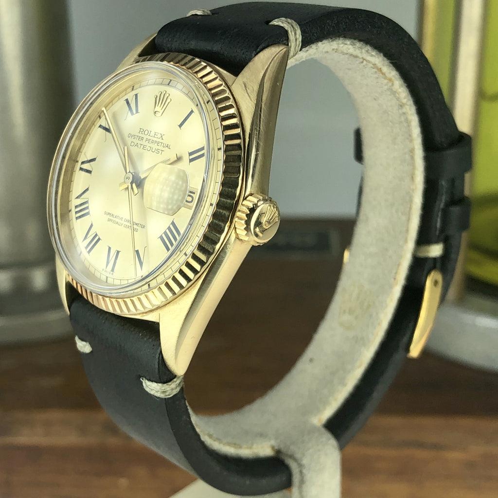 1965 Vintage Rolex Datejust 1601 Rare 14k Solid Gold With Roman Swiss Only Dial