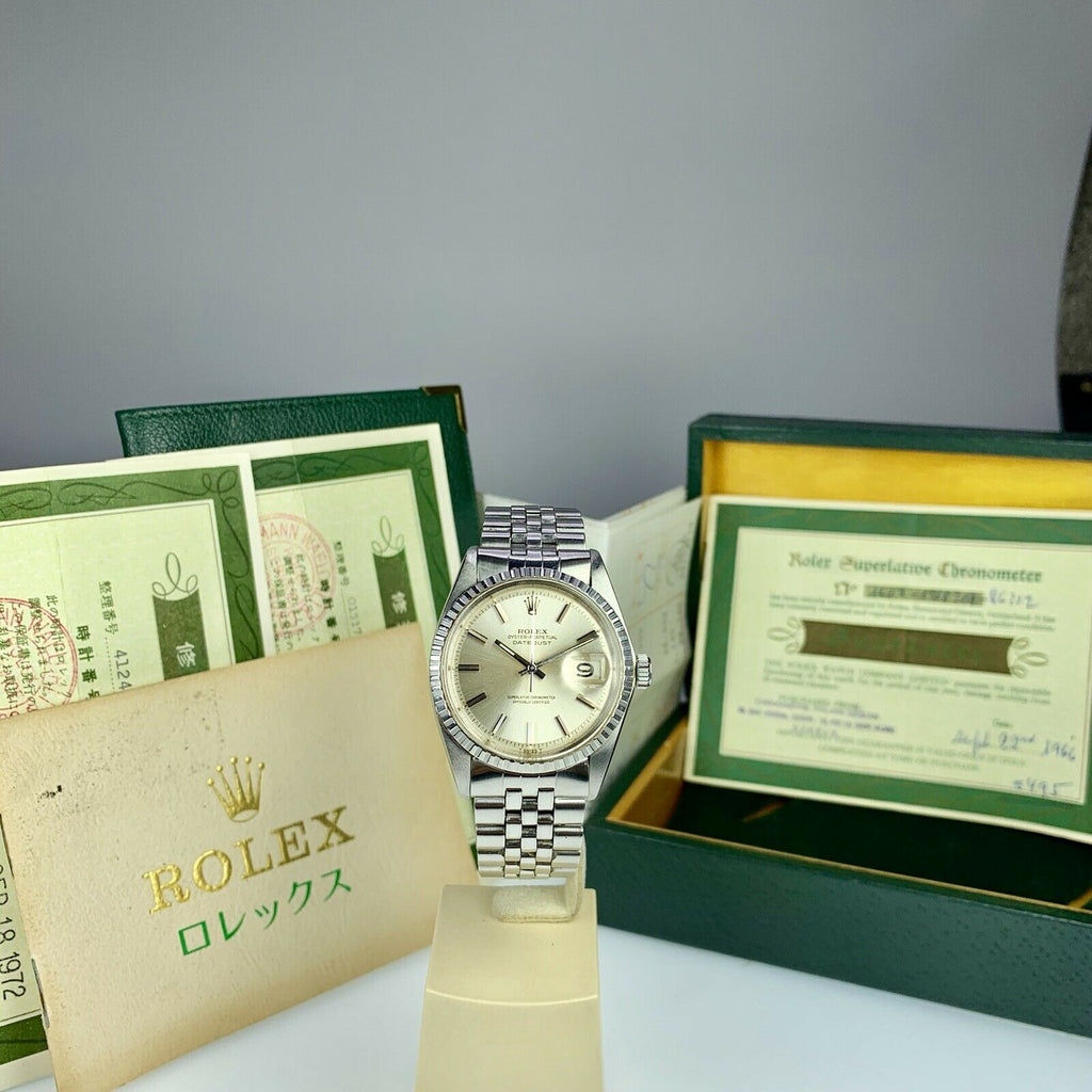 1966 Vintage Rolex Datejust 1603 Silver Dial W/ Box & Papers Full Service Papers