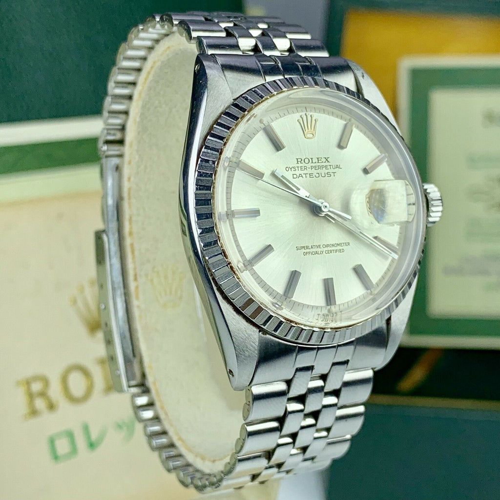 1966 Vintage Rolex Datejust 1603 Silver Dial W/ Box & Papers Full Service Papers
