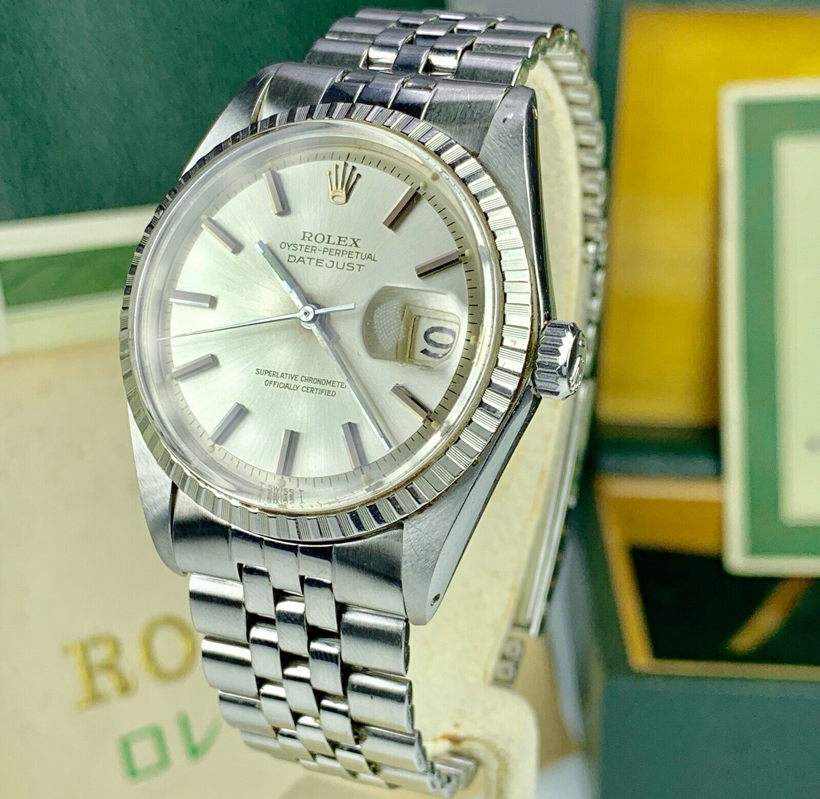 1966 Vintage Rolex Datejust 1603 Silver Dial W/ Box & Papers Full Service Papers