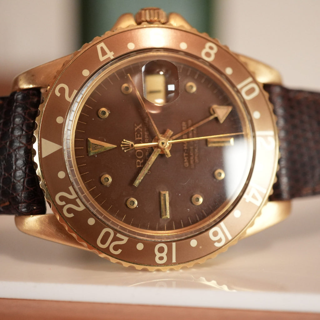 1967 Rolex GMT-Master 1675 Concorde Brown Nipple Dial 18k Yellow Gold