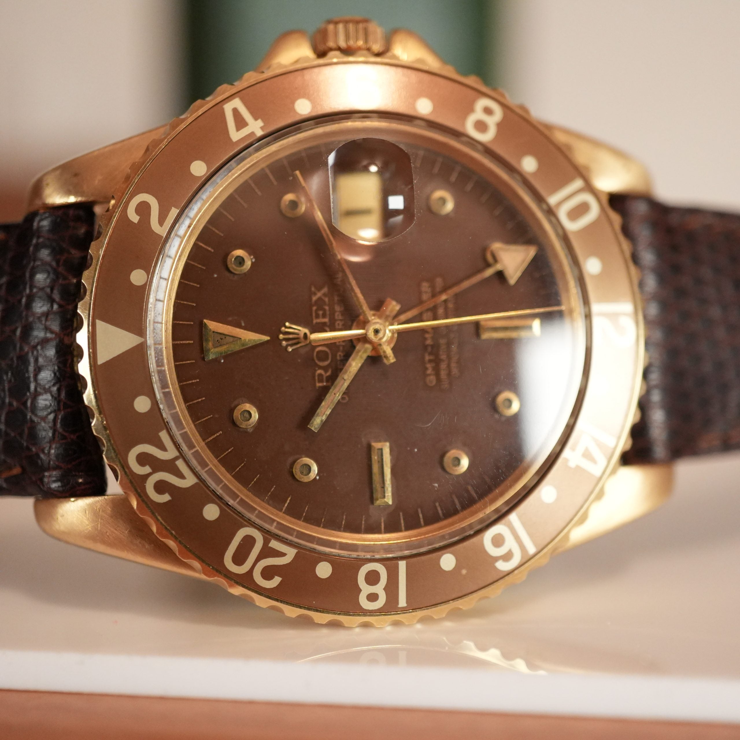 1967 Rolex GMT-Master 1675 Concorde Brown Nipple Dial 18k Yellow Gold