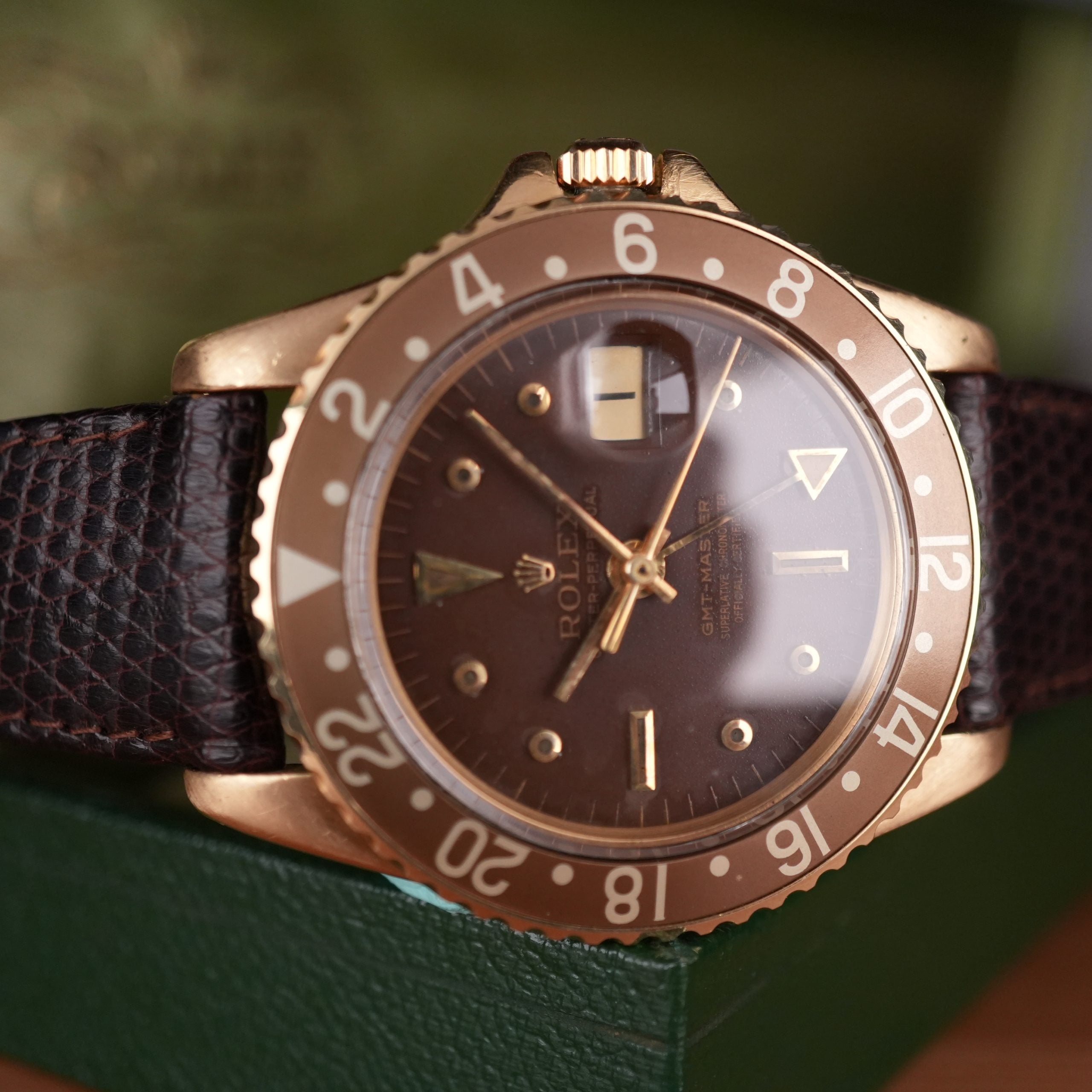 1967 Rolex GMT-Master 1675 Concorde Brown Nipple Dial 18k Yellow Gold