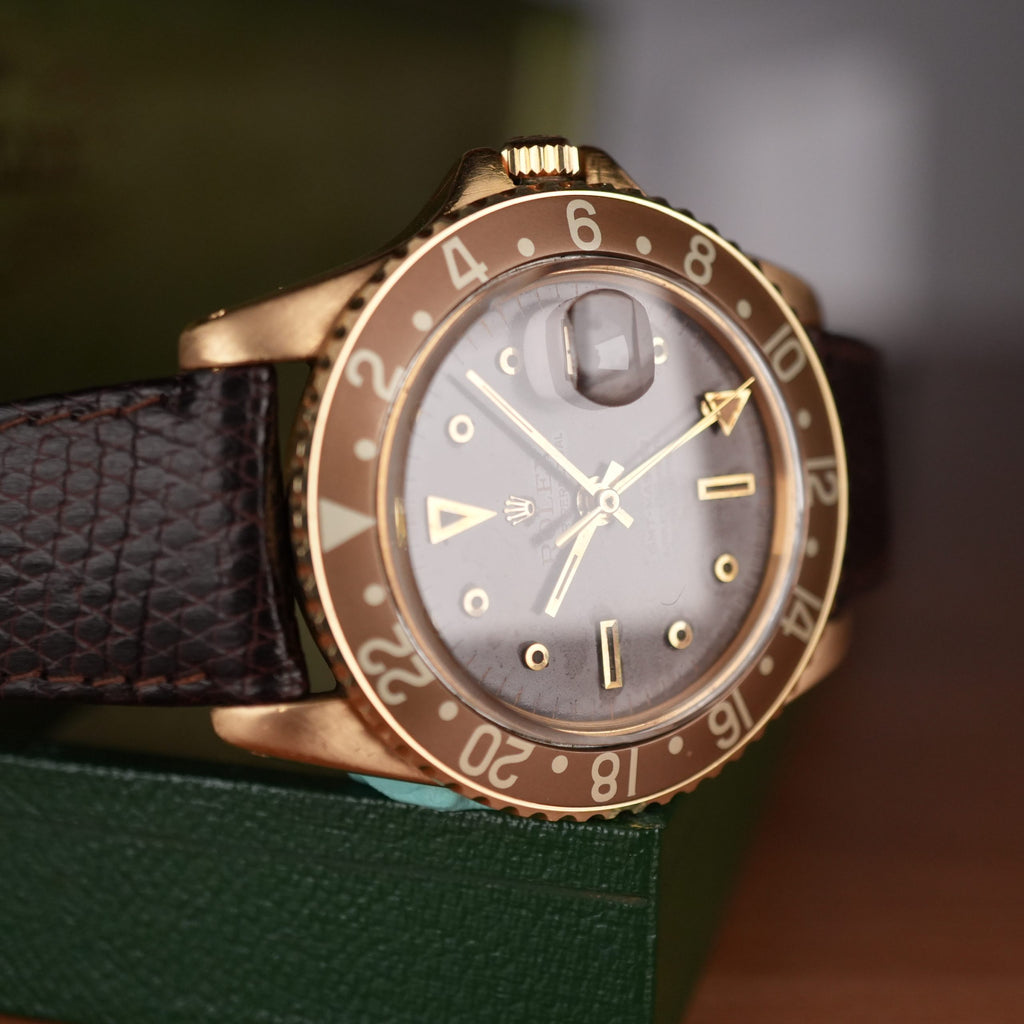 1967 Rolex GMT-Master 1675 Concorde Brown Nipple Dial 18k Yellow Gold