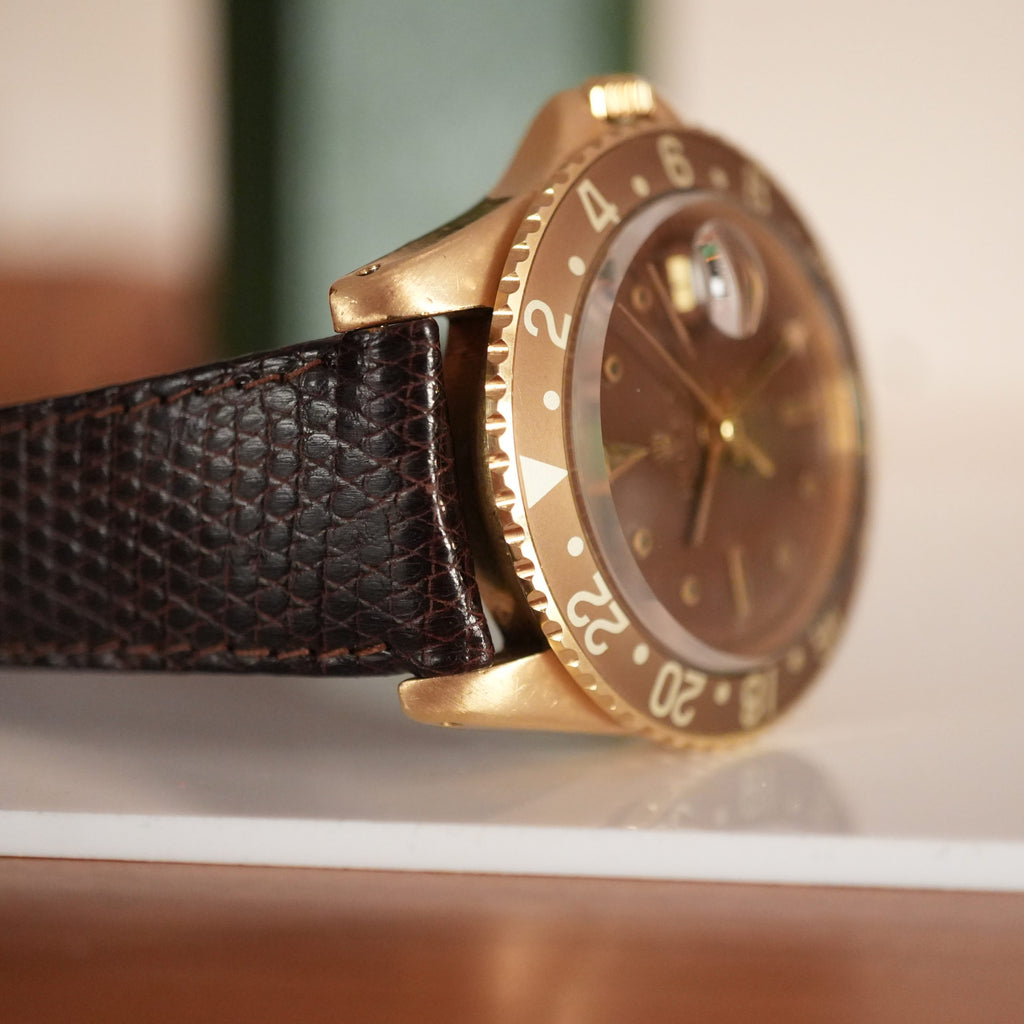 1967 Rolex GMT-Master 1675 Concorde Brown Nipple Dial 18k Yellow Gold