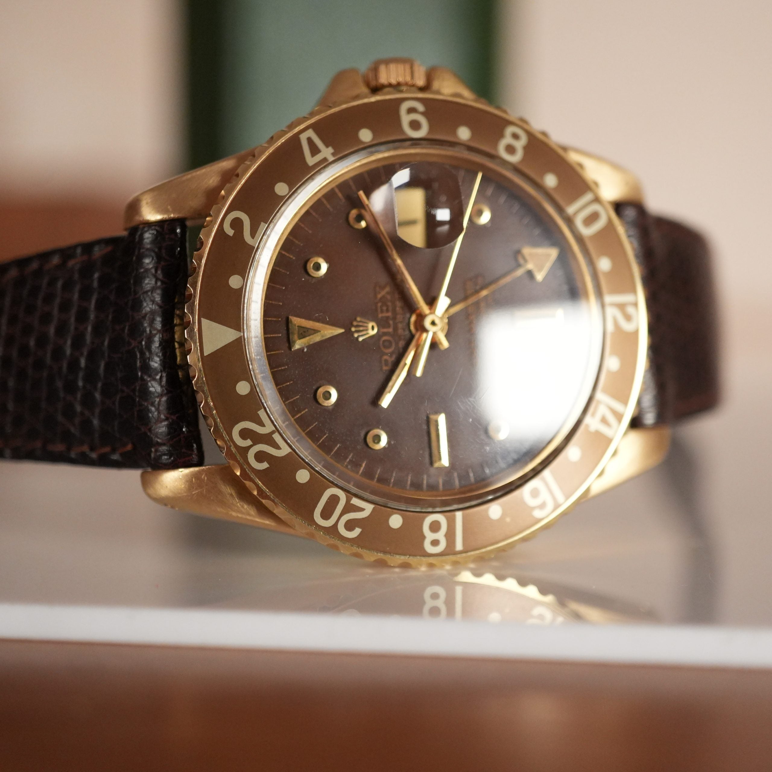 1967 Rolex GMT-Master 1675 Concorde Brown Nipple Dial 18k Yellow Gold