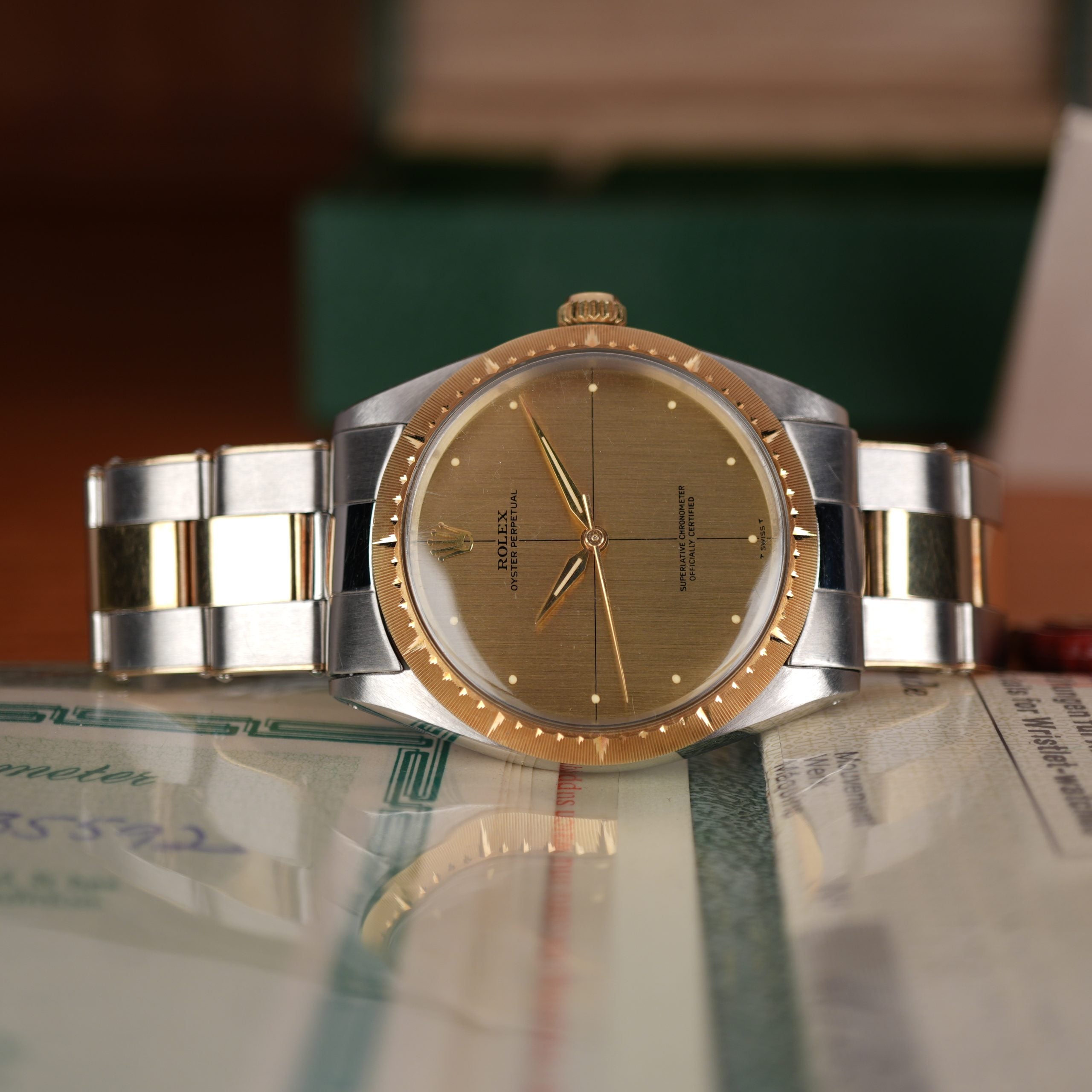 1967 Rolex Oyster Perpetual 1008 Zephyr Dial New Old Stock Condition Complete Full Set Original Receipt