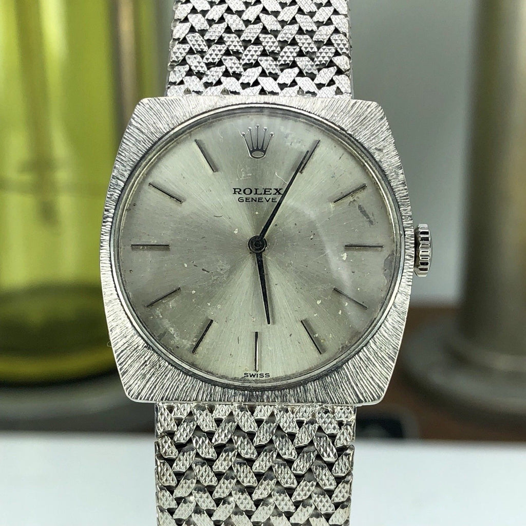 1967 Vintage Unique Rolex Geneve 18k Solid White Gold Cal. 1600 Manual
