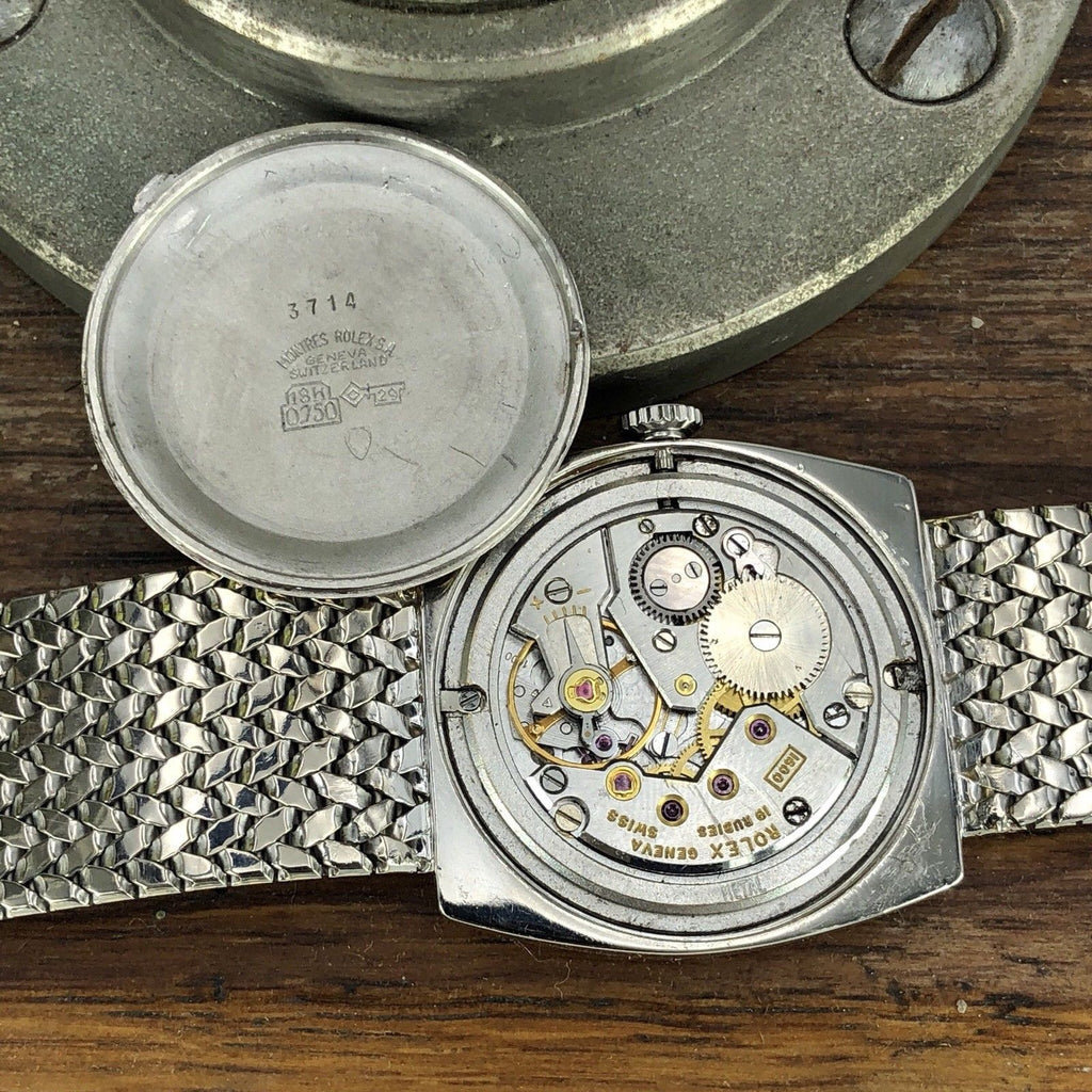 1967 Vintage Unique Rolex Geneve 18k Solid White Gold Cal. 1600 Manual