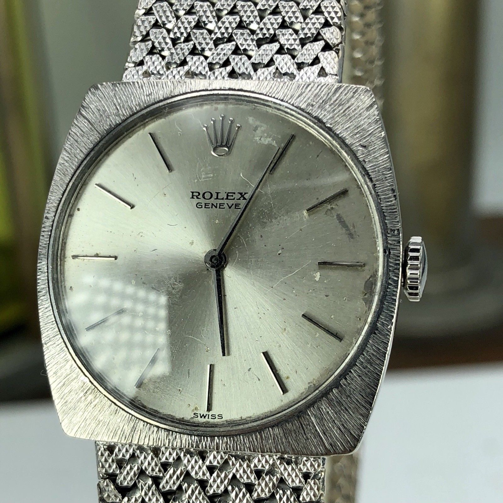 1967 Vintage Unique Rolex Geneve 18k Solid White Gold Cal. 1600 Manual