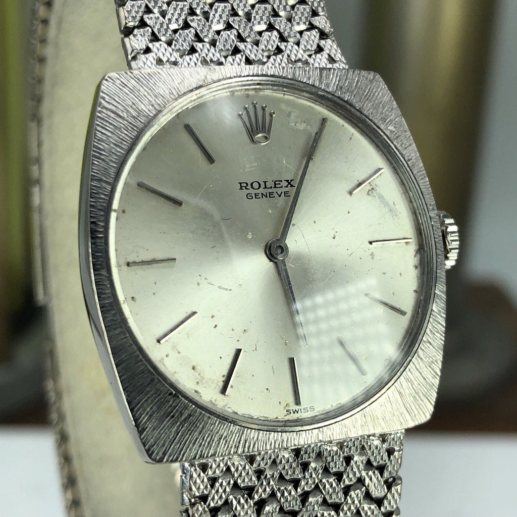 1967 Vintage Unique Rolex Geneve 18k Solid White Gold Cal. 1600 Manual