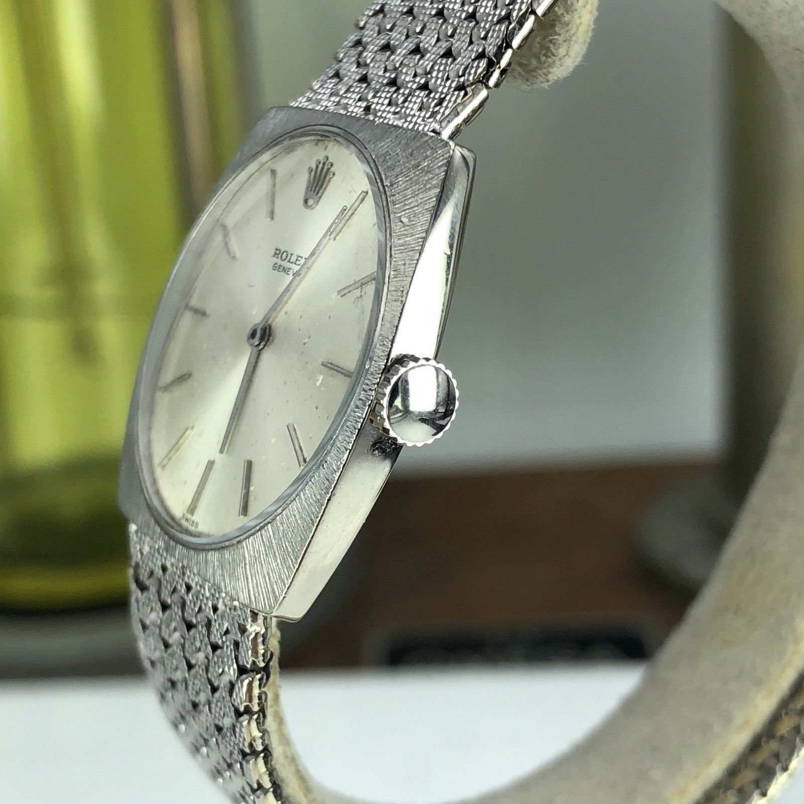 1967 Vintage Unique Rolex Geneve 18k Solid White Gold Cal. 1600 Manual