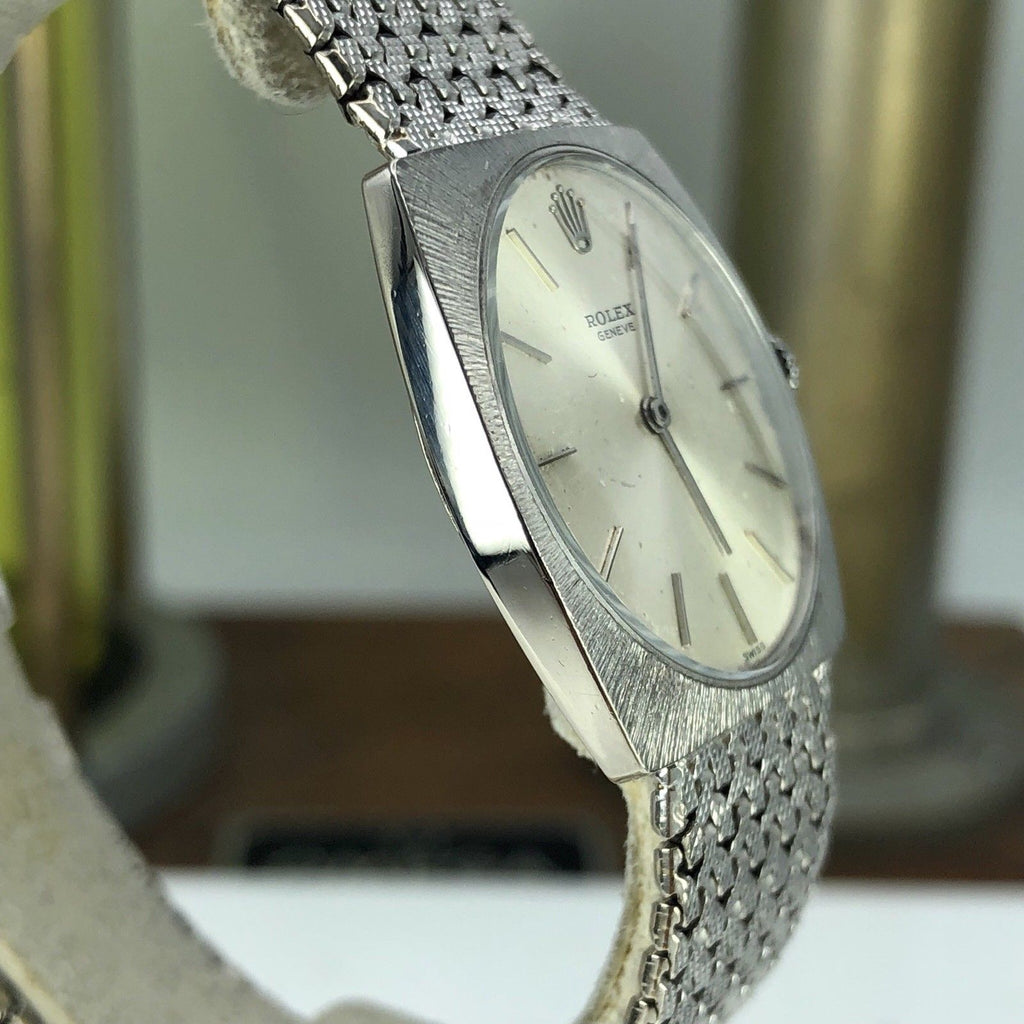 1967 Vintage Unique Rolex Geneve 18k Solid White Gold Cal. 1600 Manual