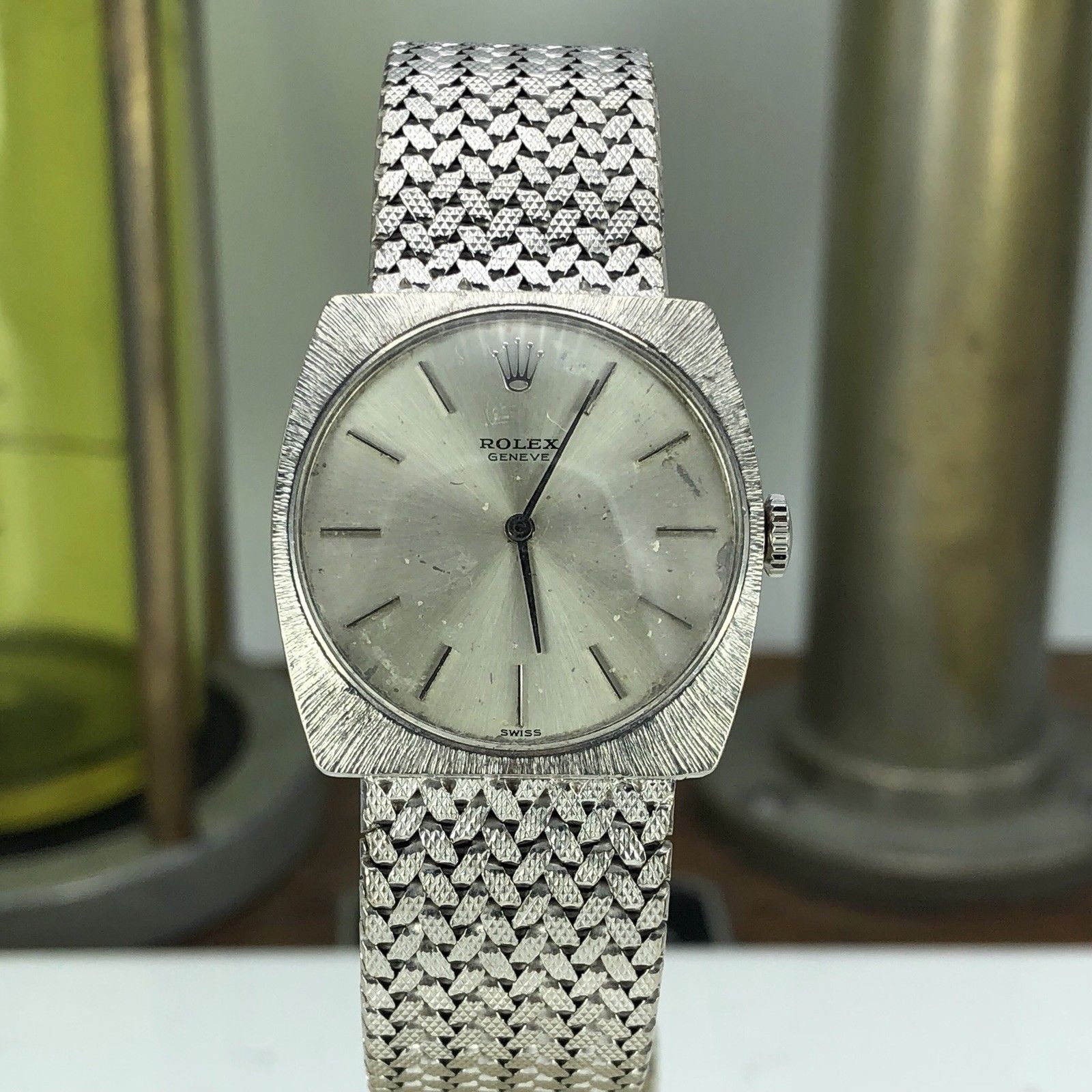 1967 Vintage Unique Rolex Geneve 18k Solid White Gold Cal. 1600 Manual