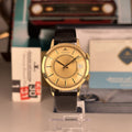 1968 Rare Jaeger LeCoulre 855 Automatic Memovox Alarm Jumbo 18k Solid Gold with Box and papers