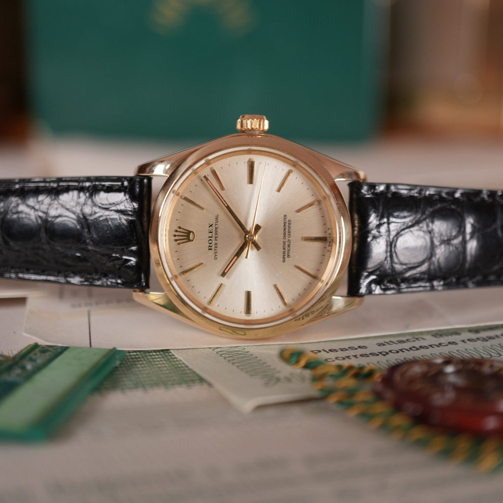 1968 Rolex 1002 Coca Cola 14K Gold Award Watch Full Set Double Punched Papers