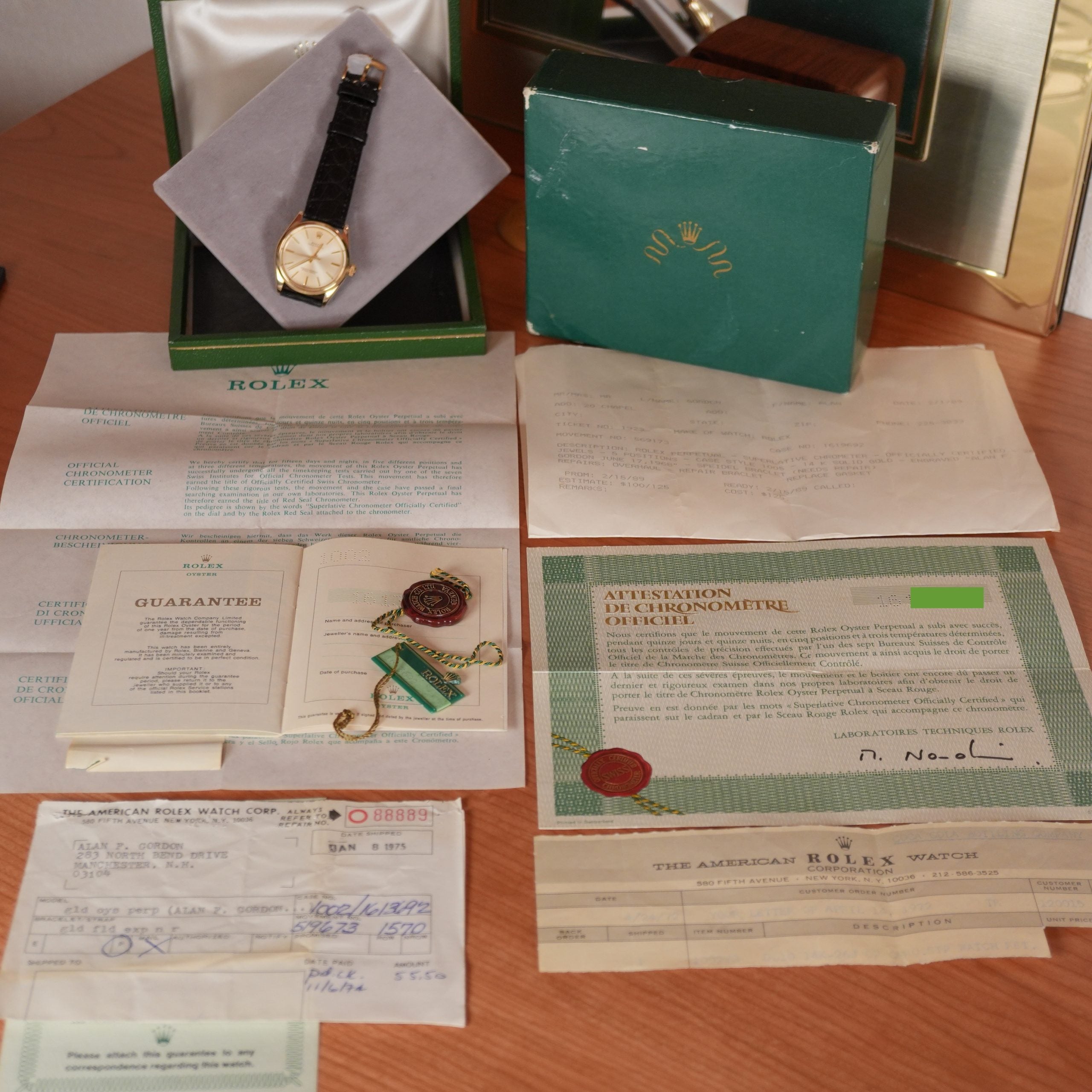 1968 Rolex 1002 Coca Cola 14K Gold Award Watch Full Set Double Punched Papers