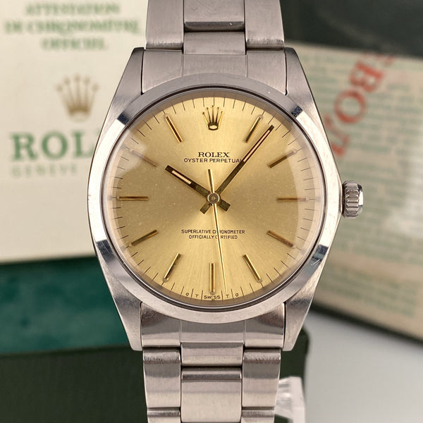 1969 Rolex Oyster Perpetual 1018 Champagne Dial 36mm in Mint Condition Complete Set Box & Papers