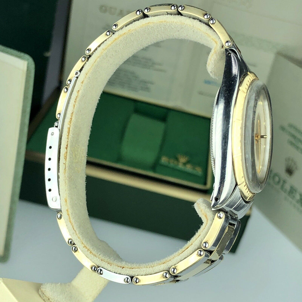 1969 Rolex Oyster Perpetual Factory Zephyr Dial 2 Tone 1038 34mm Box & Double Papers