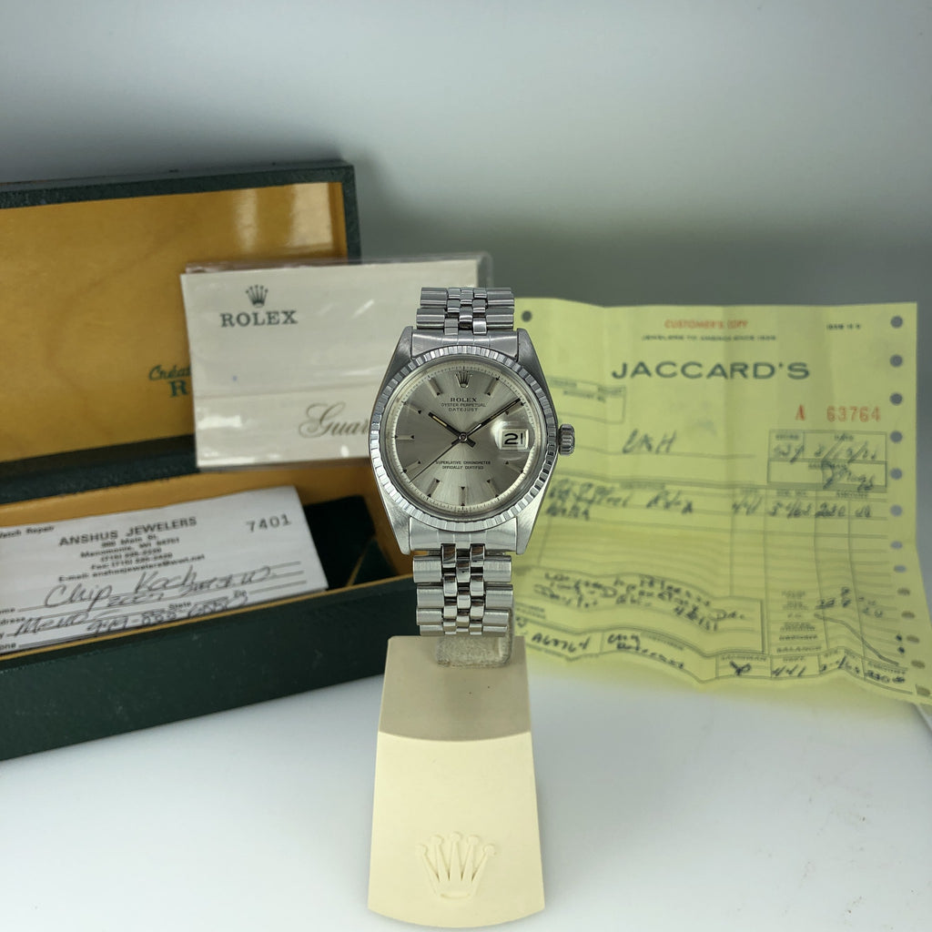 1969 Vintage Rolex Datejust 1603 Silver Dial With Box & Papers Full Set