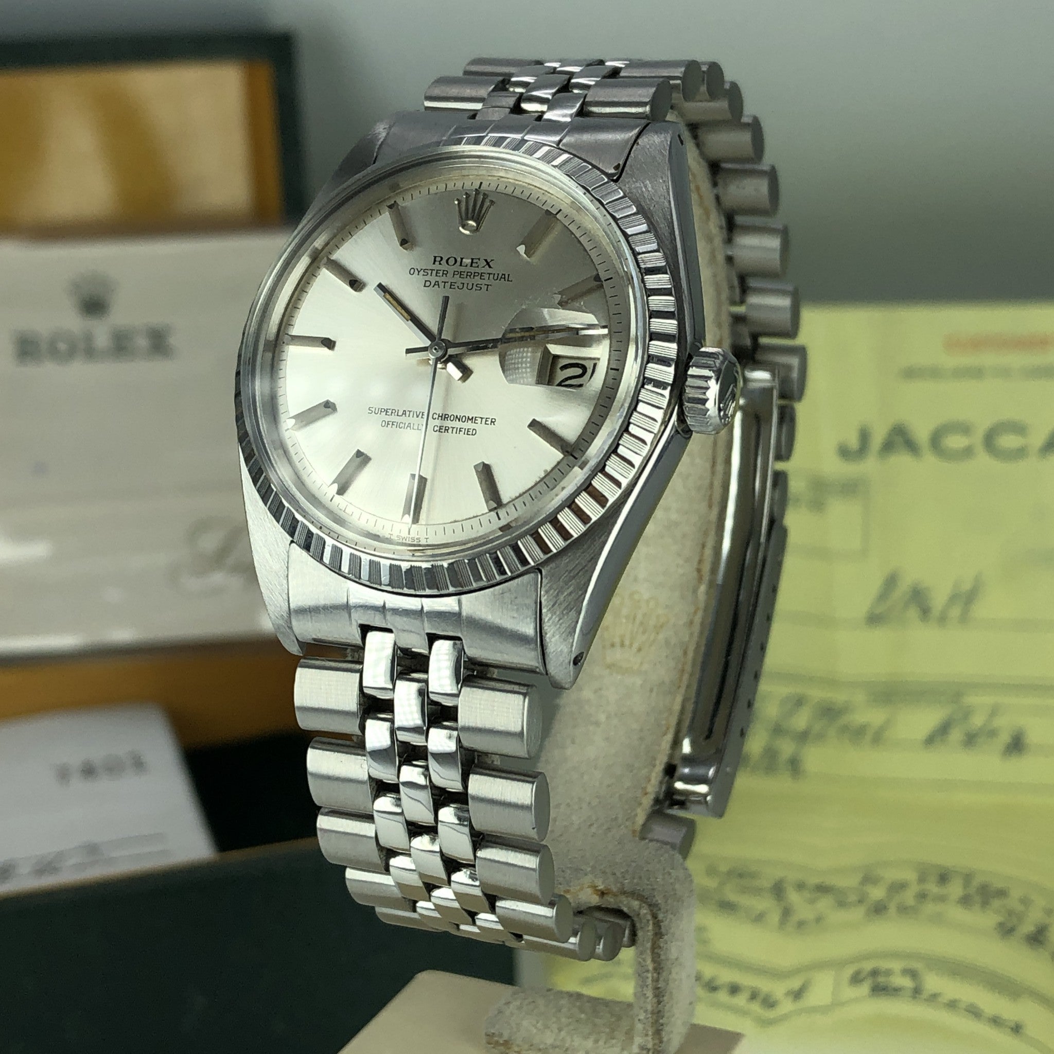 1969 Vintage Rolex Datejust 1603 Silver Dial With Box & Papers Full Set