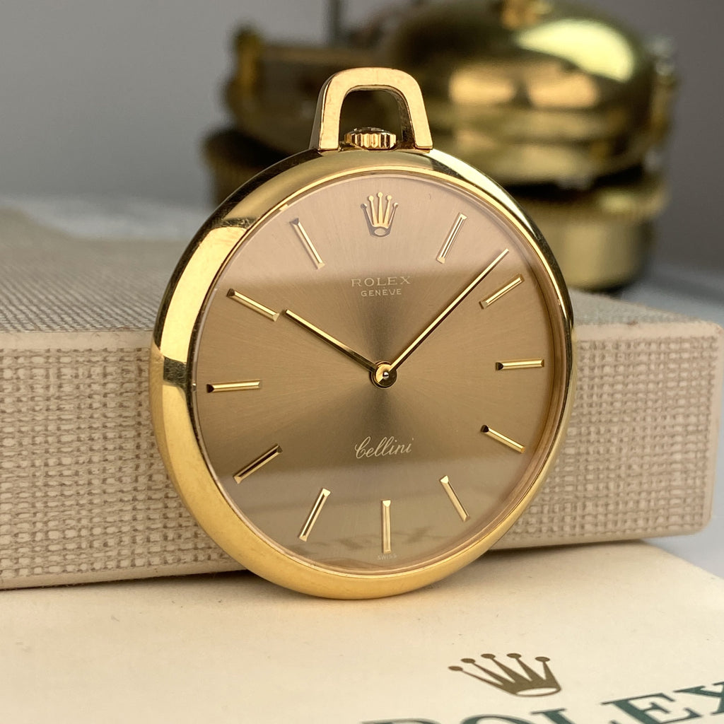 1970’s Rolex Cellini Pocket Watch 3717 Solid 18K Gold Tortilla Color dial