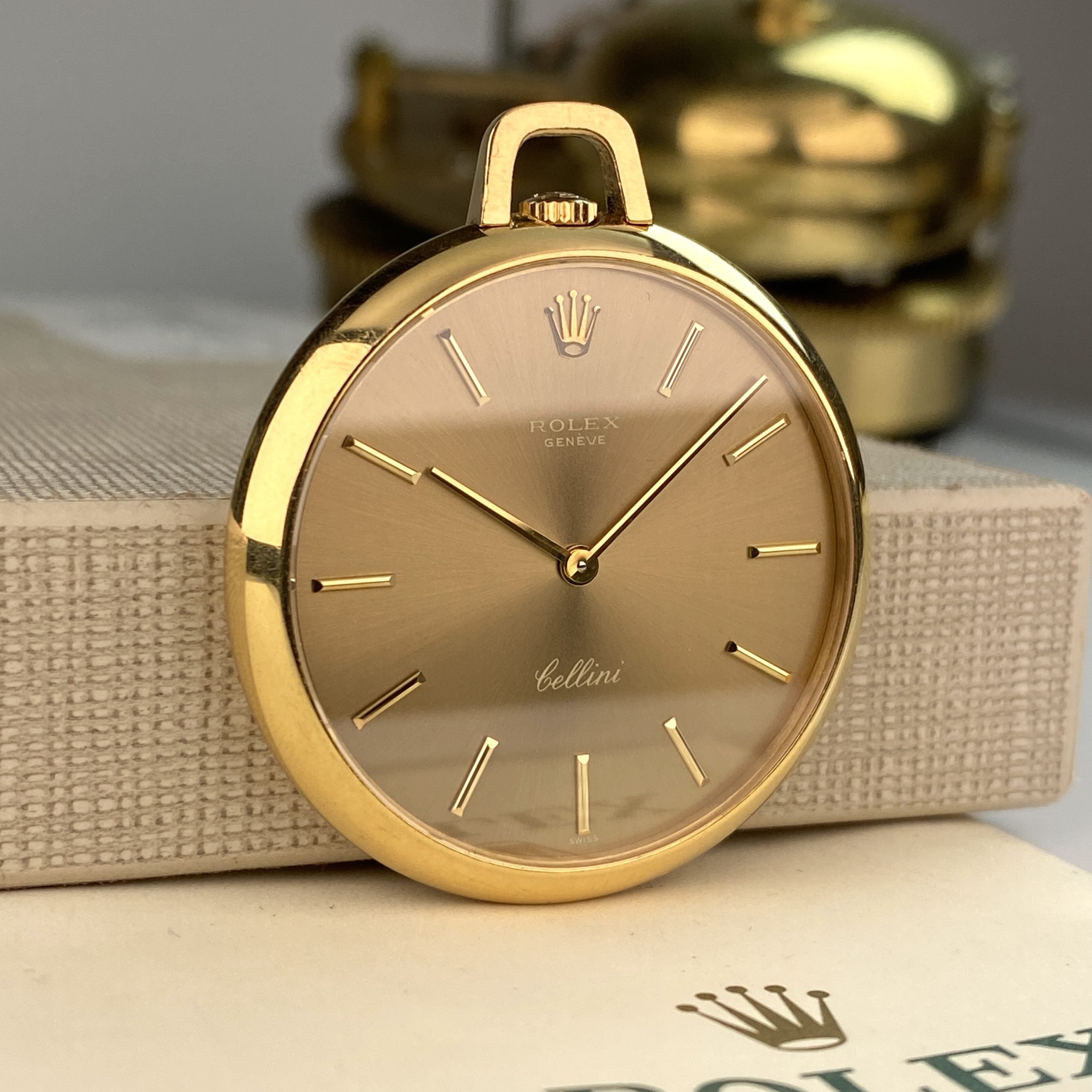1970’s Rolex Cellini Pocket Watch 3717 Solid 18K Gold Tortilla Color dial