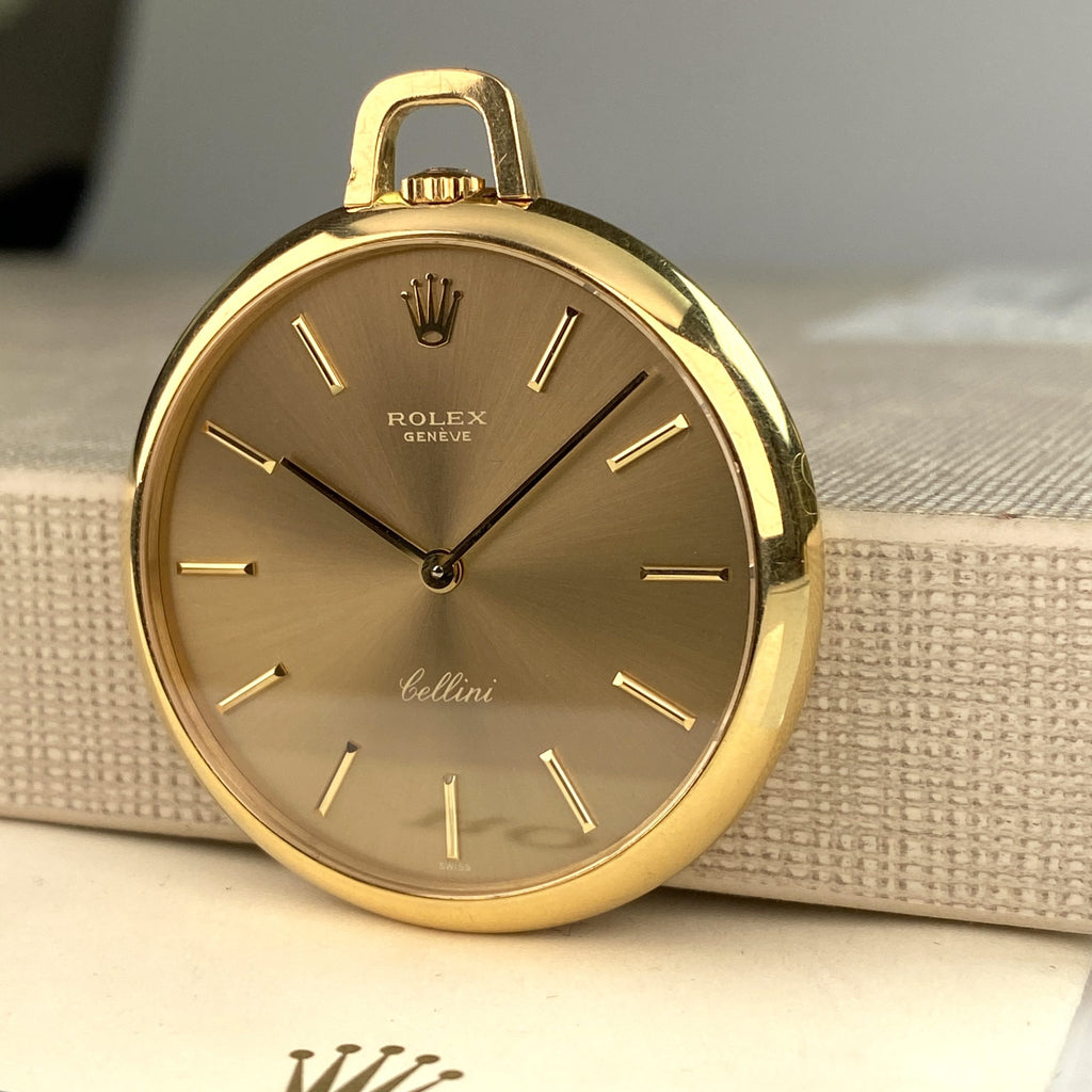 1970’s Rolex Cellini Pocket Watch 3717 Solid 18K Gold Tortilla Color dial