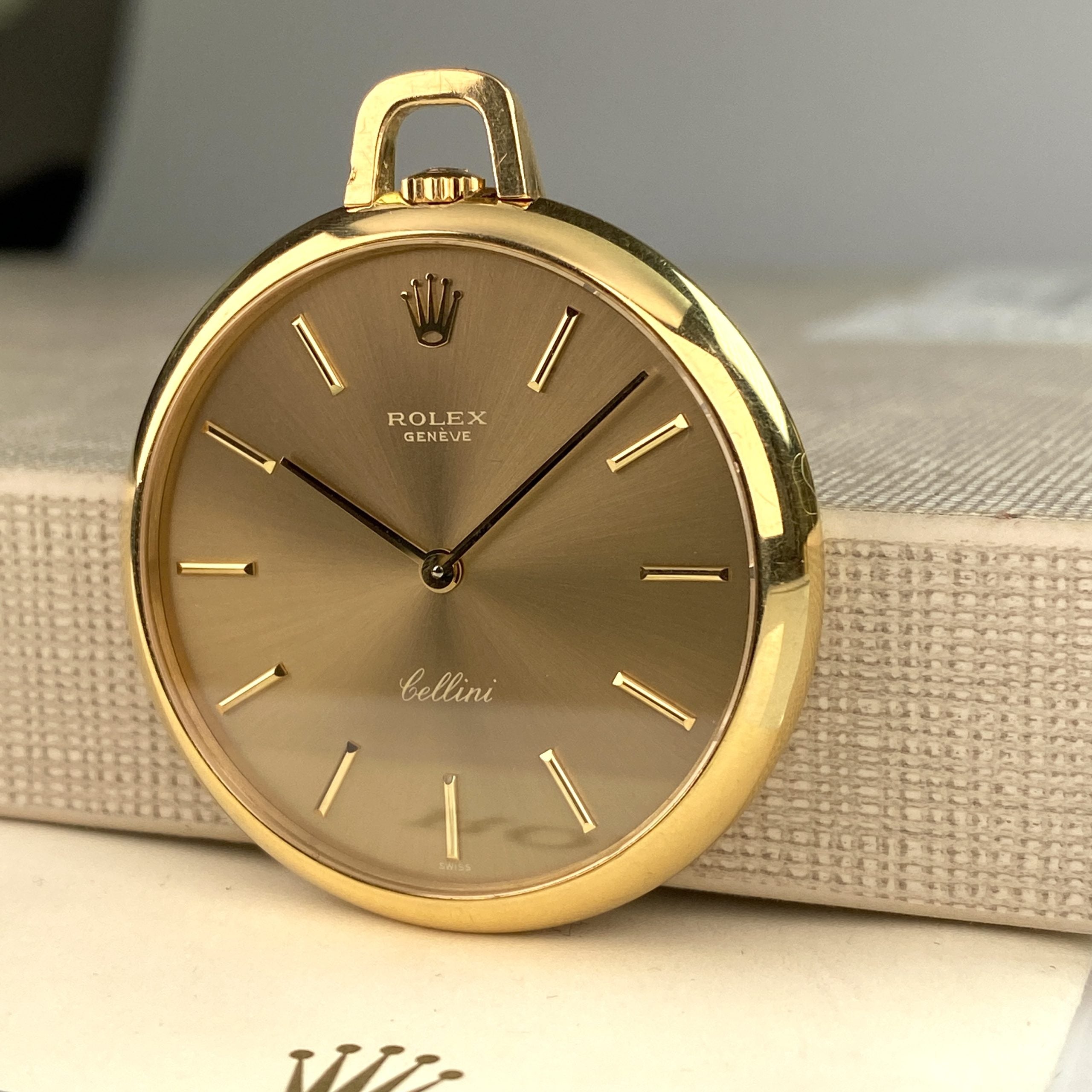 1970’s Rolex Cellini Pocket Watch 3717 Solid 18K Gold Tortilla Color dial