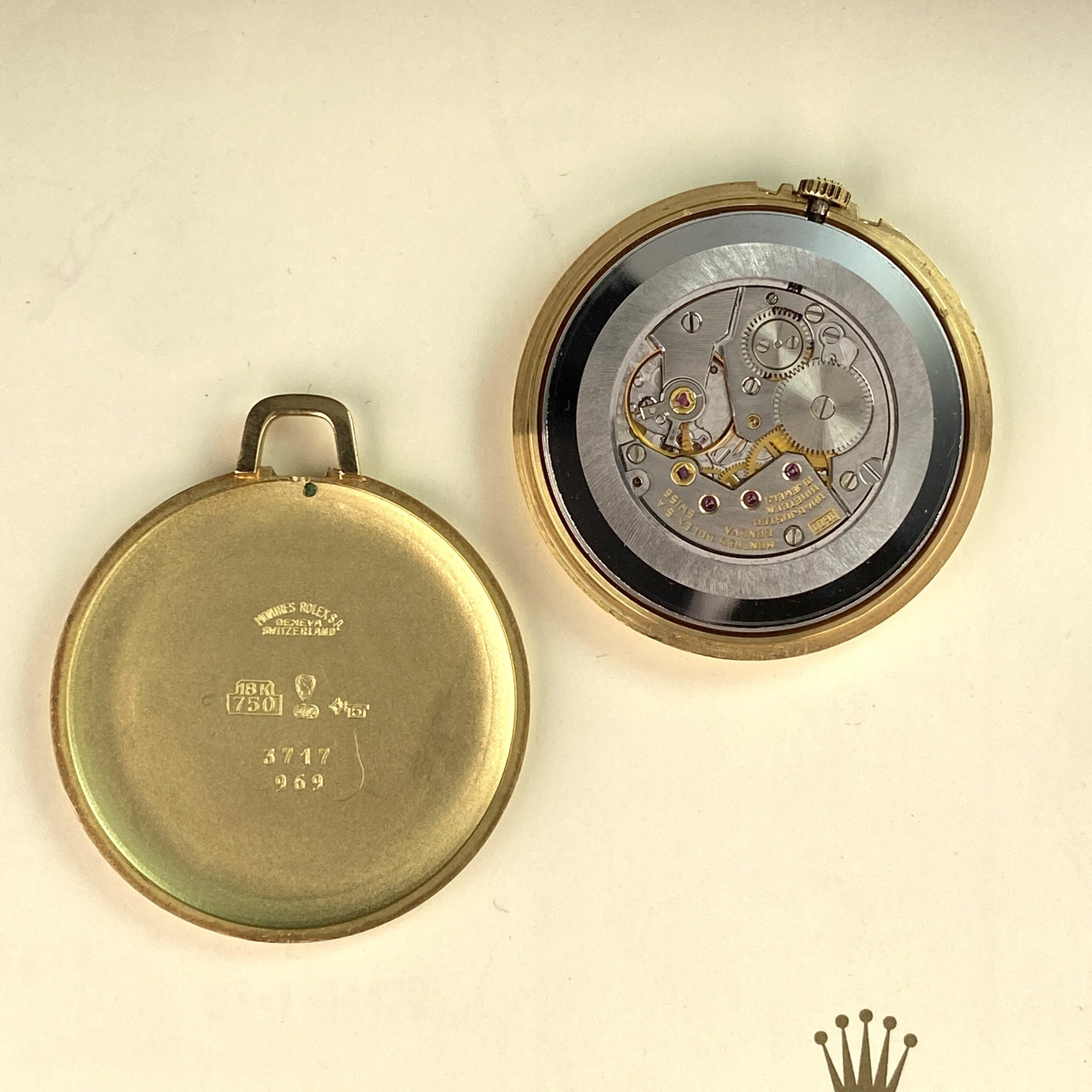 1970’s Rolex Cellini Pocket Watch 3717 Solid 18K Gold Tortilla Color dial