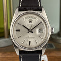 1970 Rolex Day-Date 1807 President White Gold Bark Finish No Lume Dial