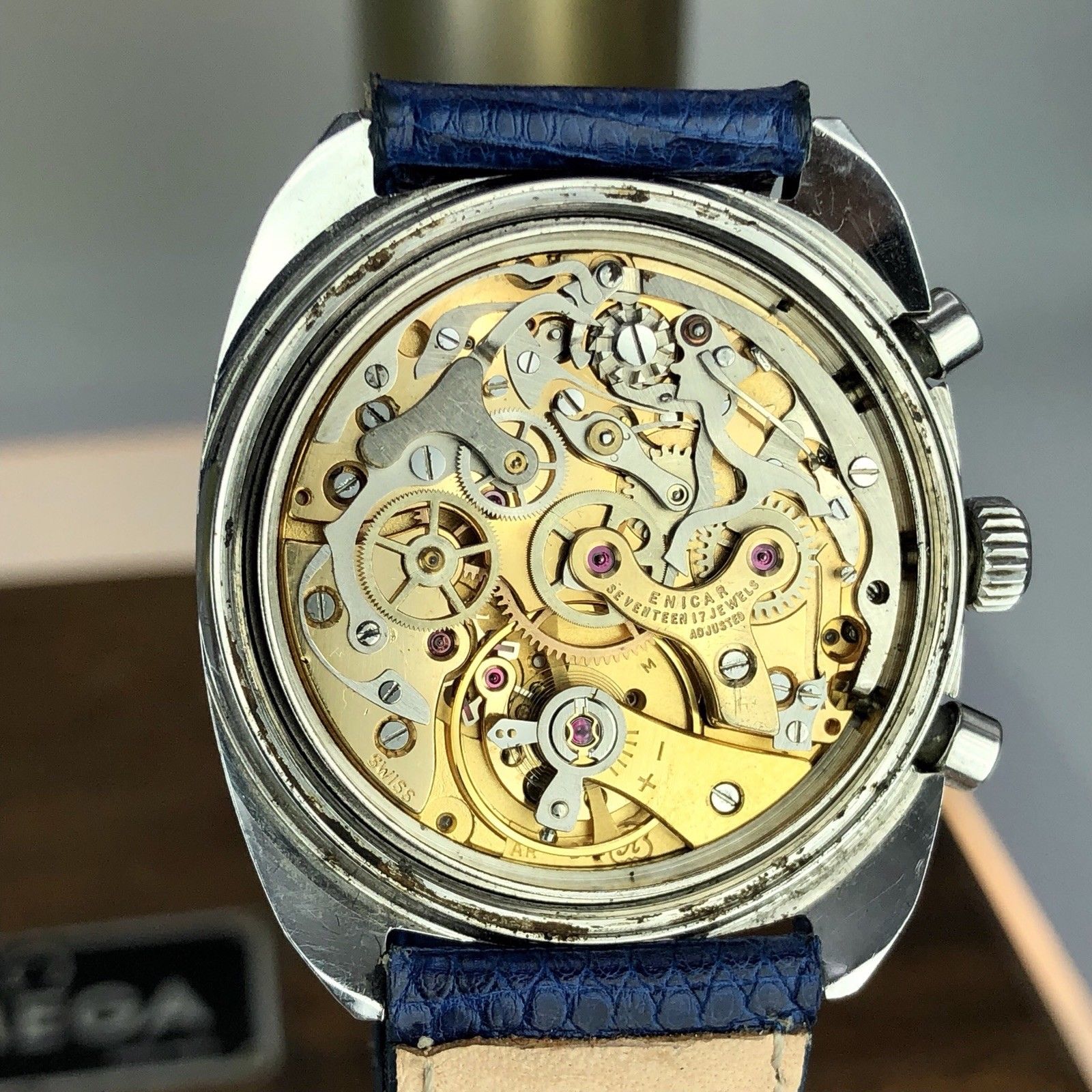 1970's Vintage Enicar Big Eye Chronograph Valjoux 232 Manual wind