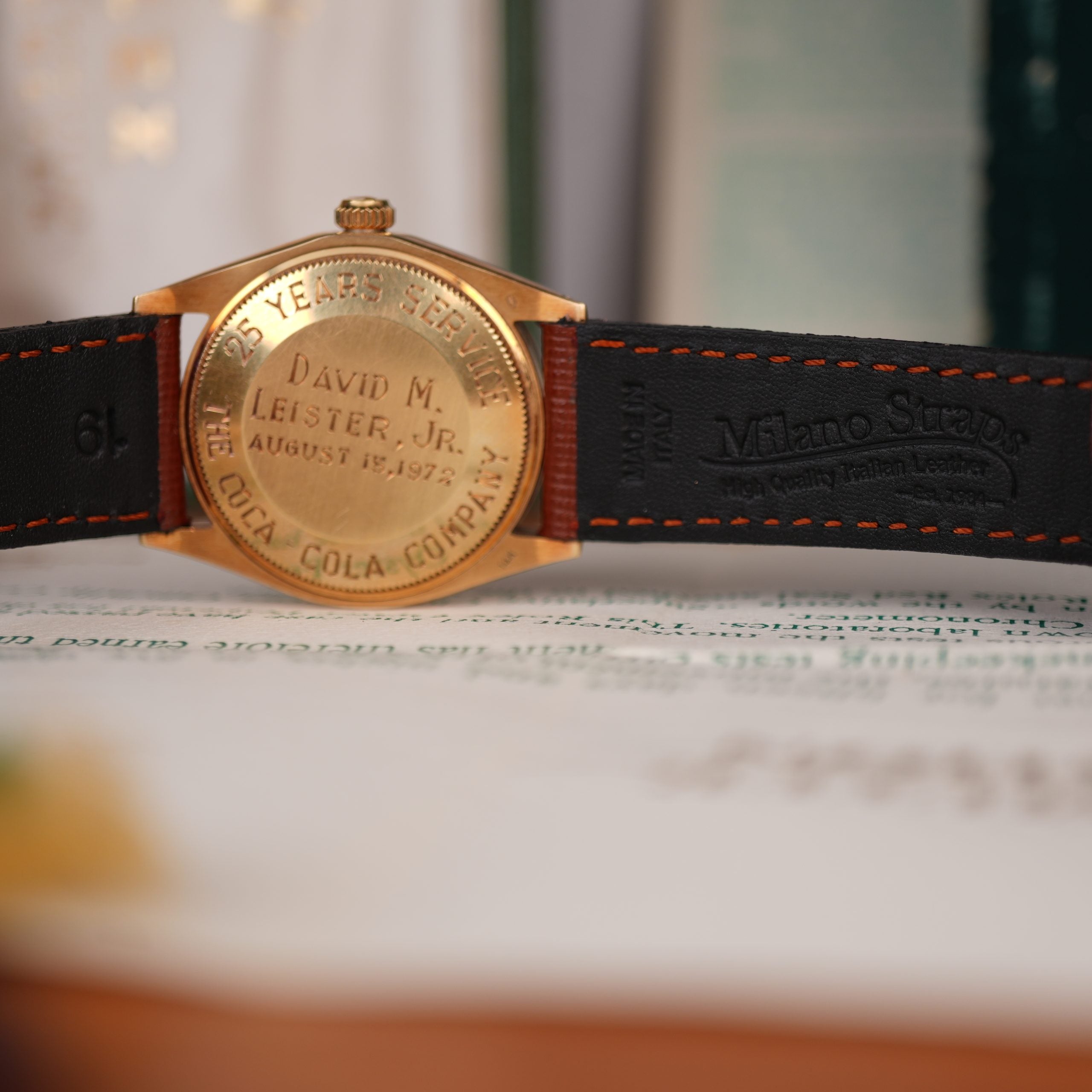 1972 Coca-Cola Rolex Oyster Perpetual Ref. 1002 14K Gold 25 Year Service Award Full Set
